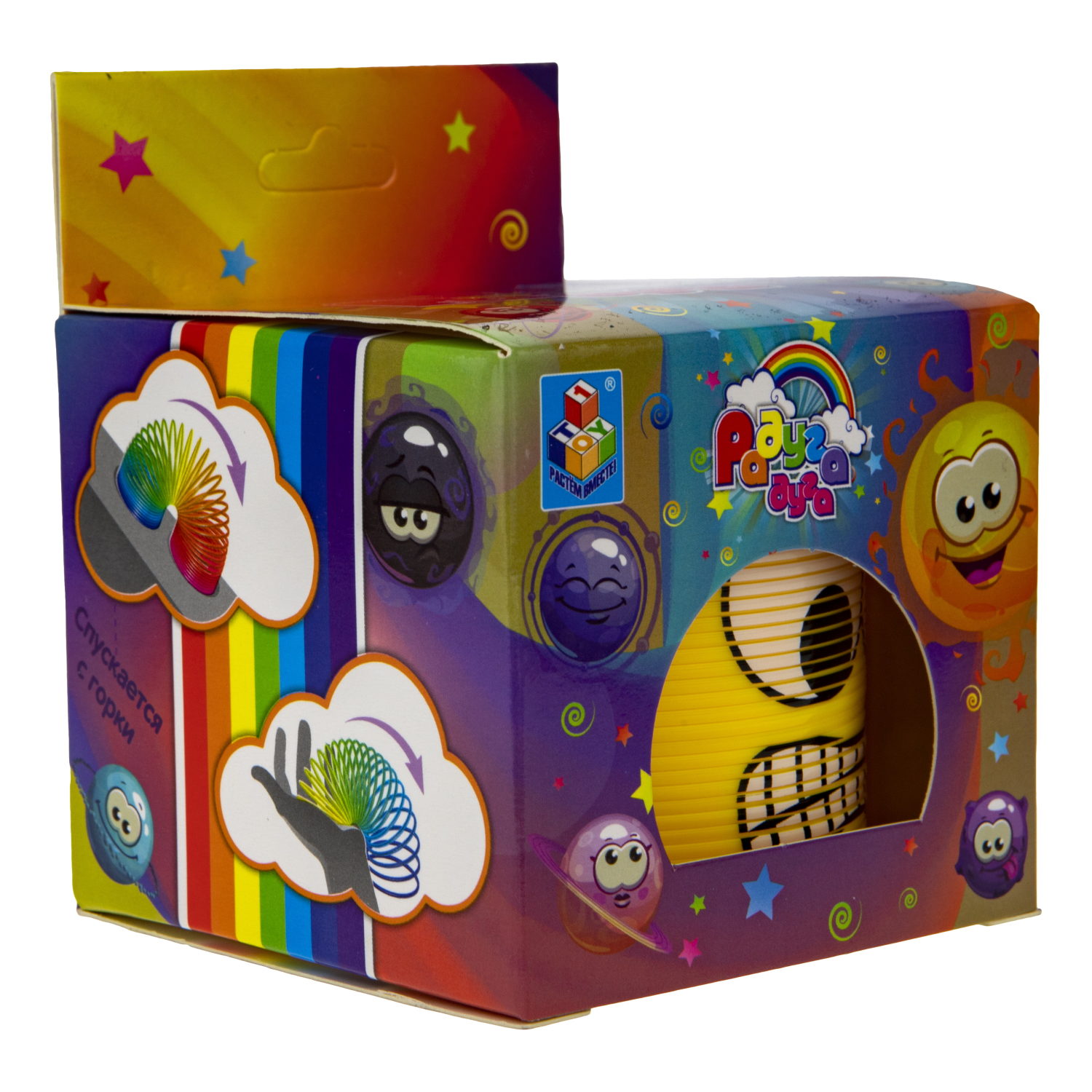 Пружинка радуга 1TOY «Радуга-дуга» Эмоции, 7,5*7,5 см, 6 видов в ассортименте