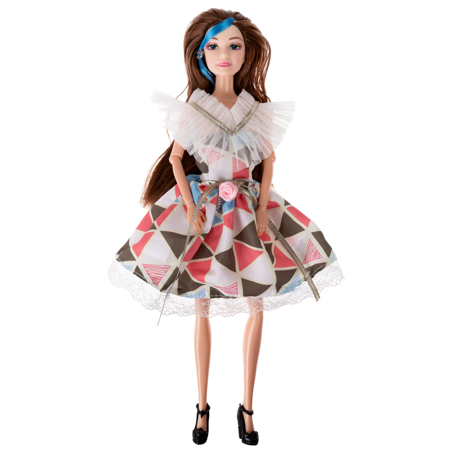 Кукла Alisa Weekend с голубой прядью, в цветном платье, с питомцем, переноской и аксессуарами, 29 см