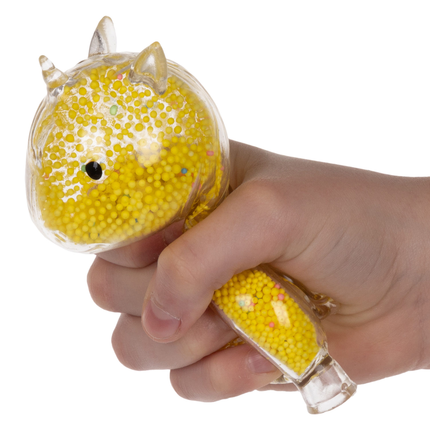 1toy Жмяка единорог с пенопластовыми шариками, 11х8 см,  жёлтый