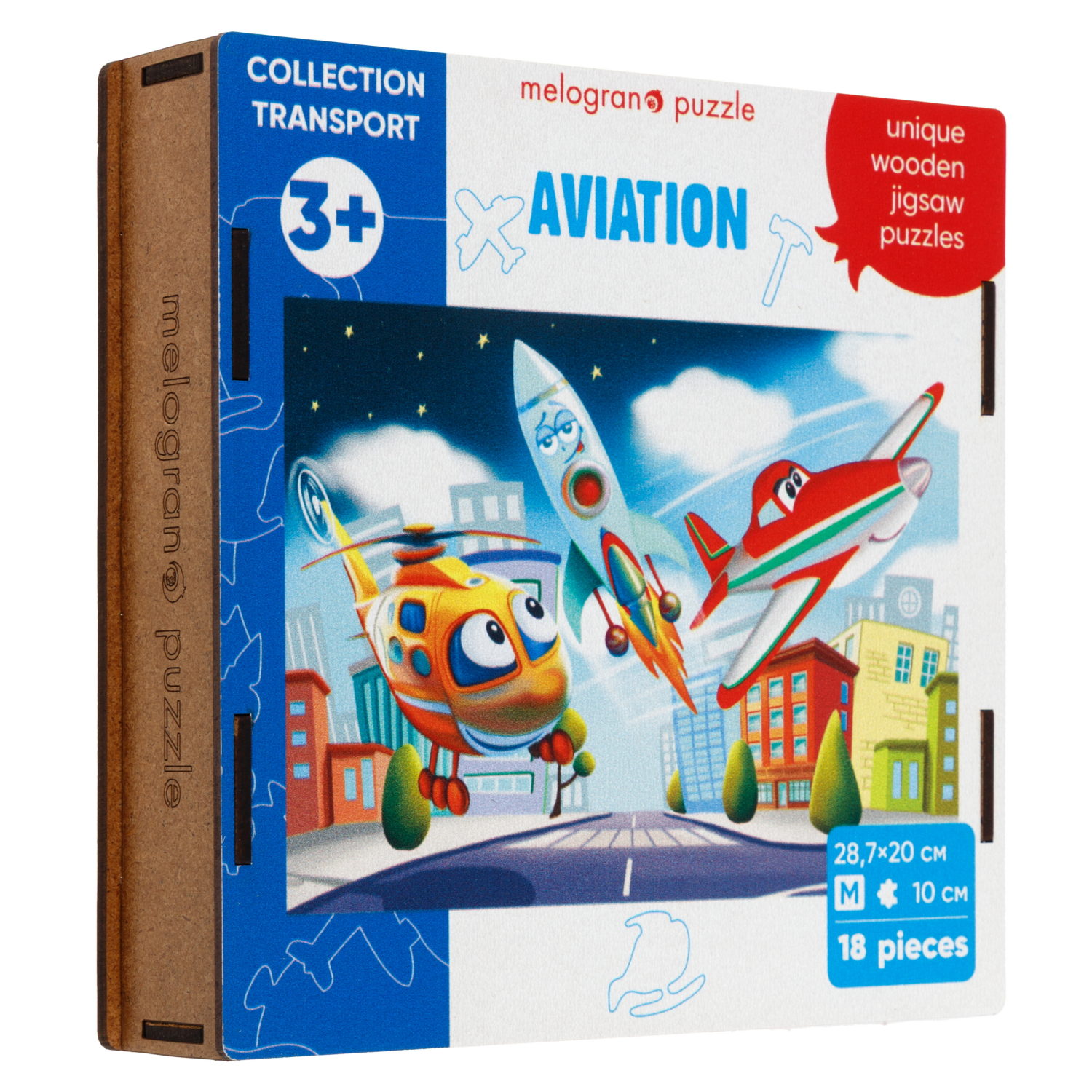 Деревянные пазлы Collection Transport Авиатехника, 18 деталей