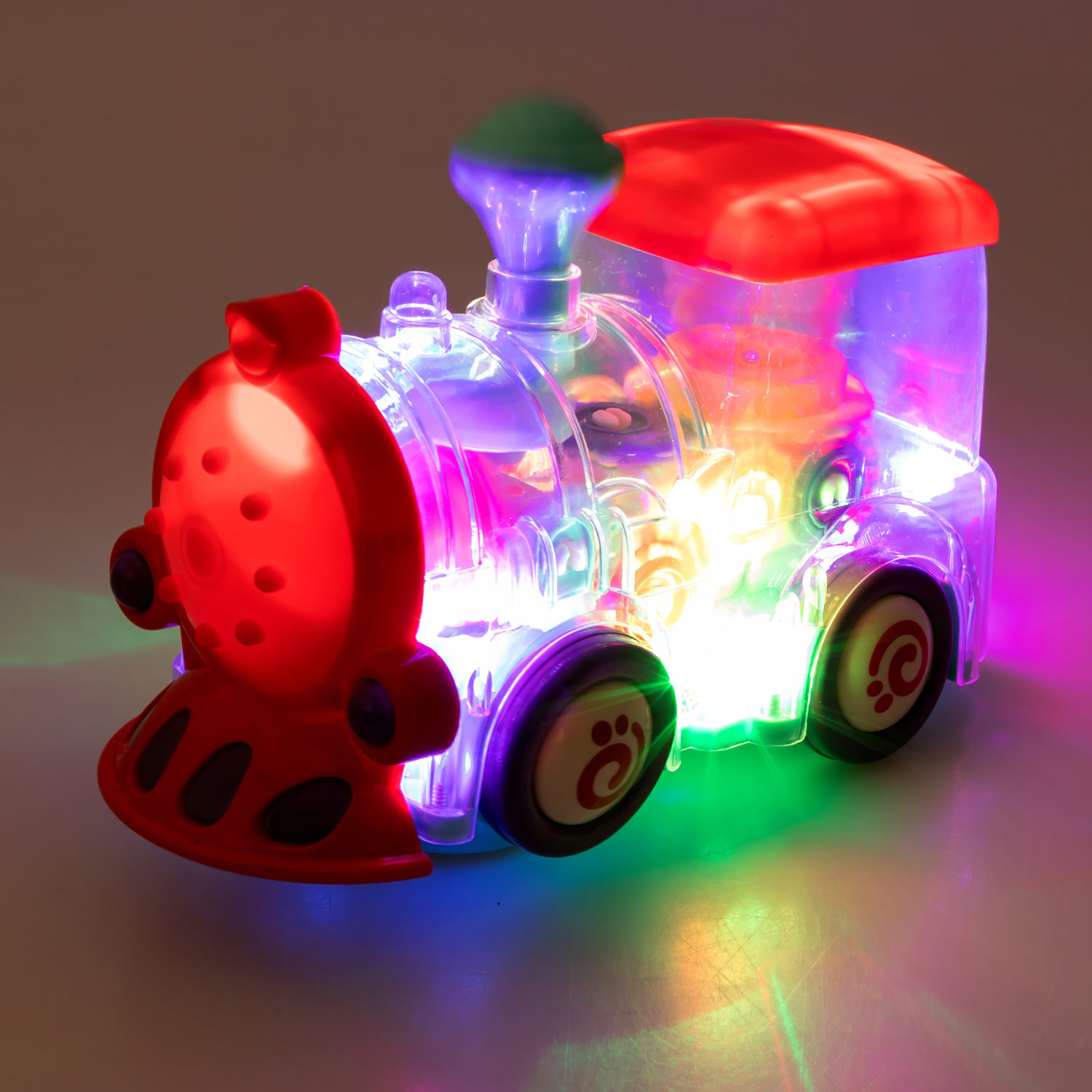 Игрушка прозрачная с шестеренками 1TOY Движок «Локомитив», со светом и звуком, 1 шт.