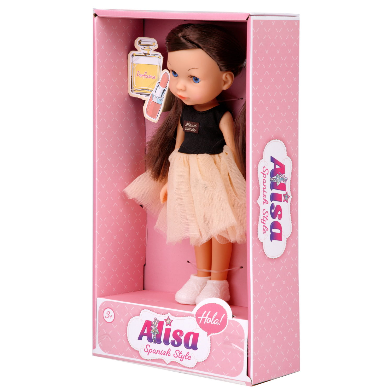 Кукла для девочки 1TOY Alisa испанский стиль, брюнетка с длинными волосами, маленькая, 23 см