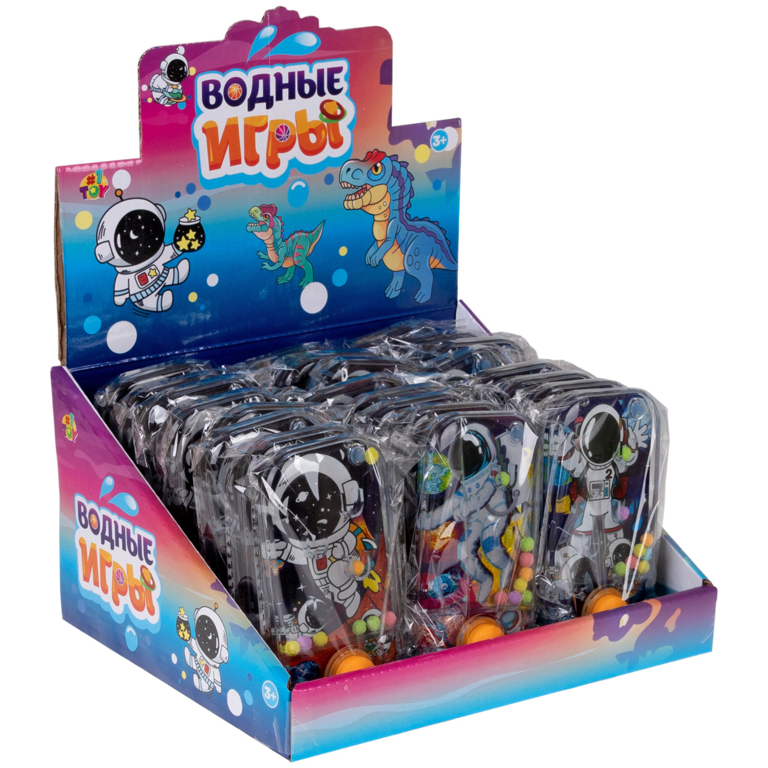 1TOY Игра с водой забрось мячики космос, 3 вида в ассортименте