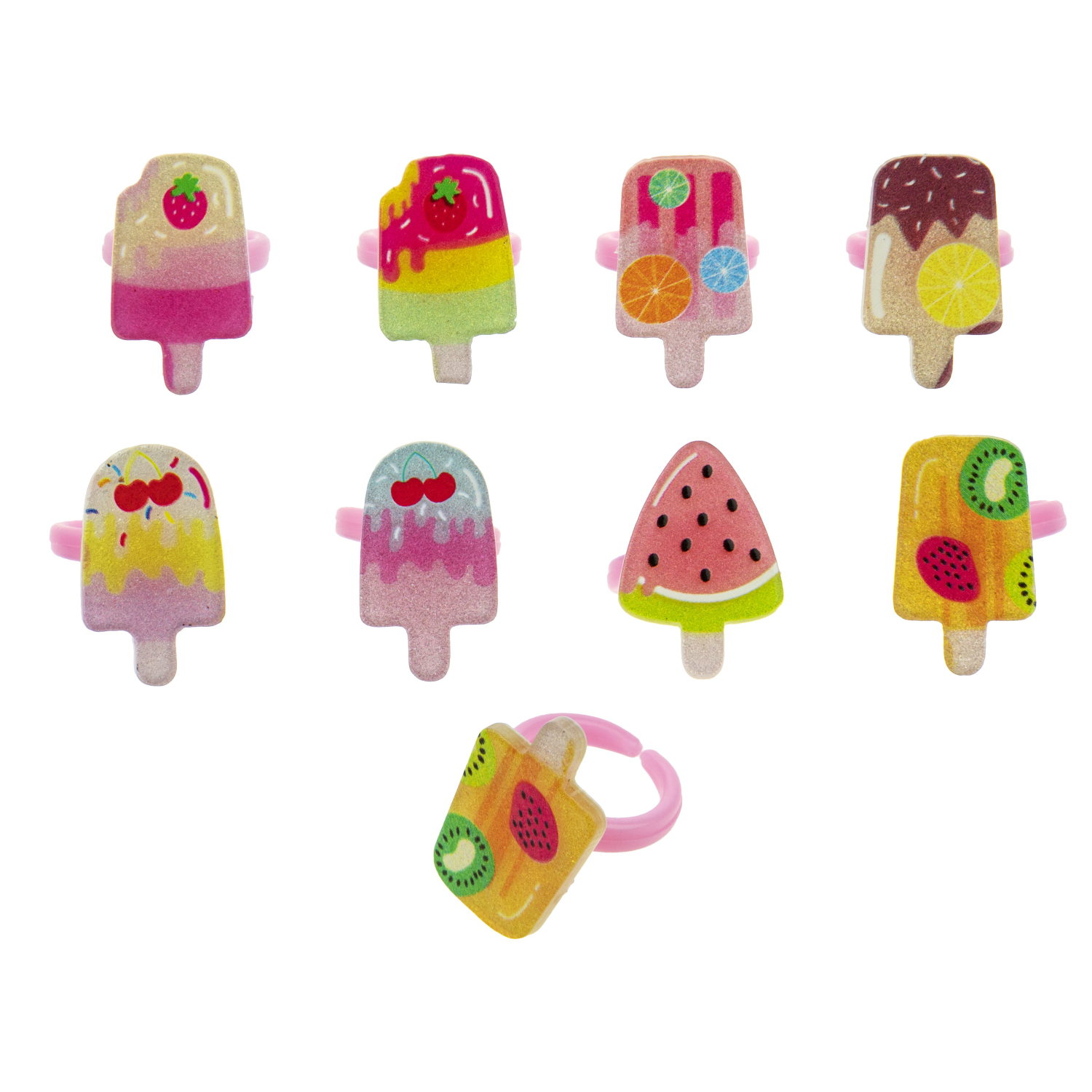 Набор колец для девочки 1TOY Sweet heart Bijou, регулируемых, 8 колец