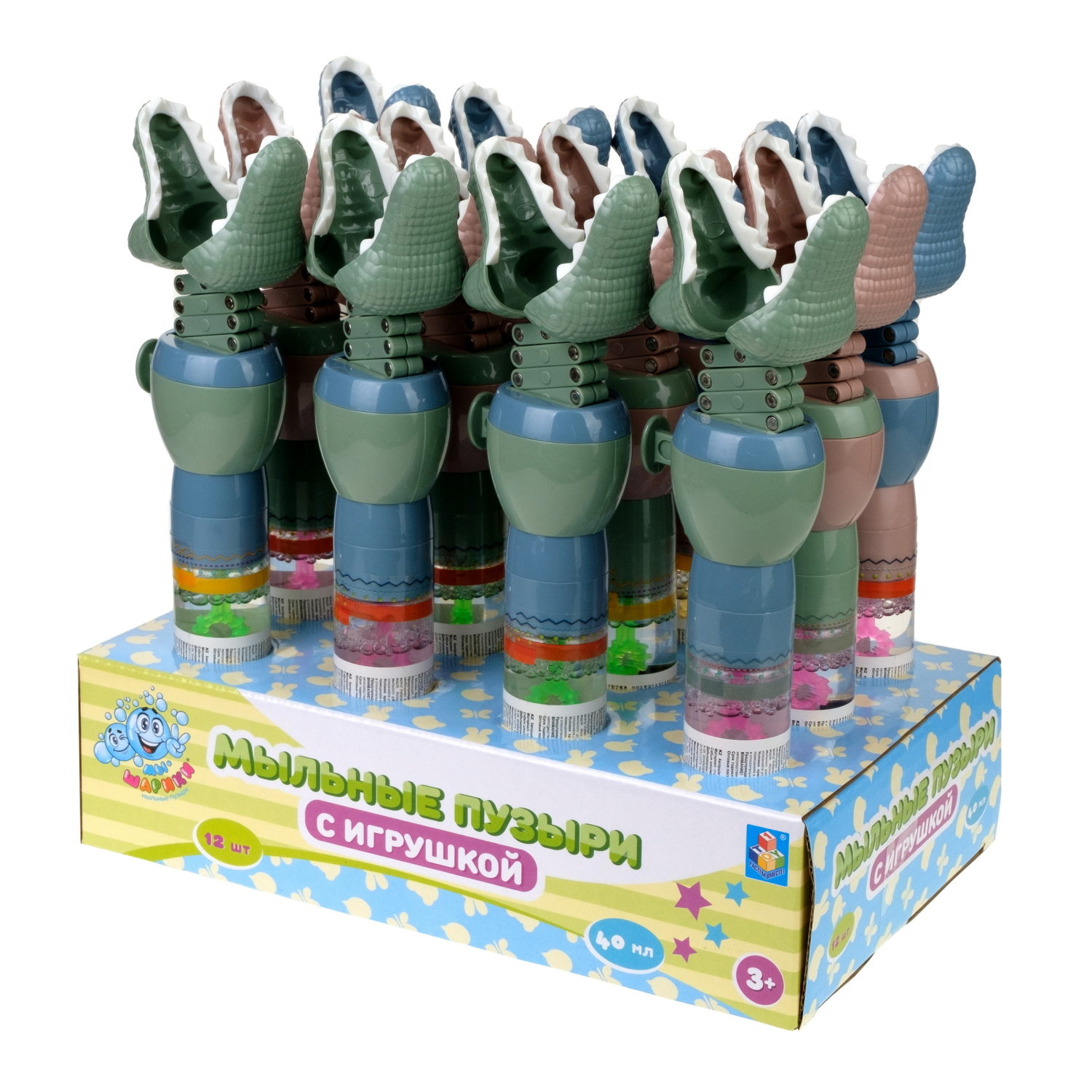 Мыльные пузыри 1TOY Мы-шарики! колба с игрушкой-хваталкой крокодил 40 мл