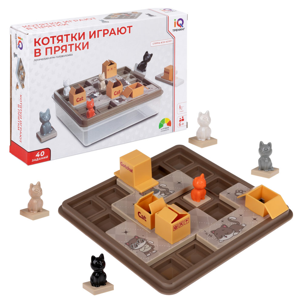 Настольная логическая игра 1TOY IQ ТРЕНИНГ  «Котятки играют в прятки»