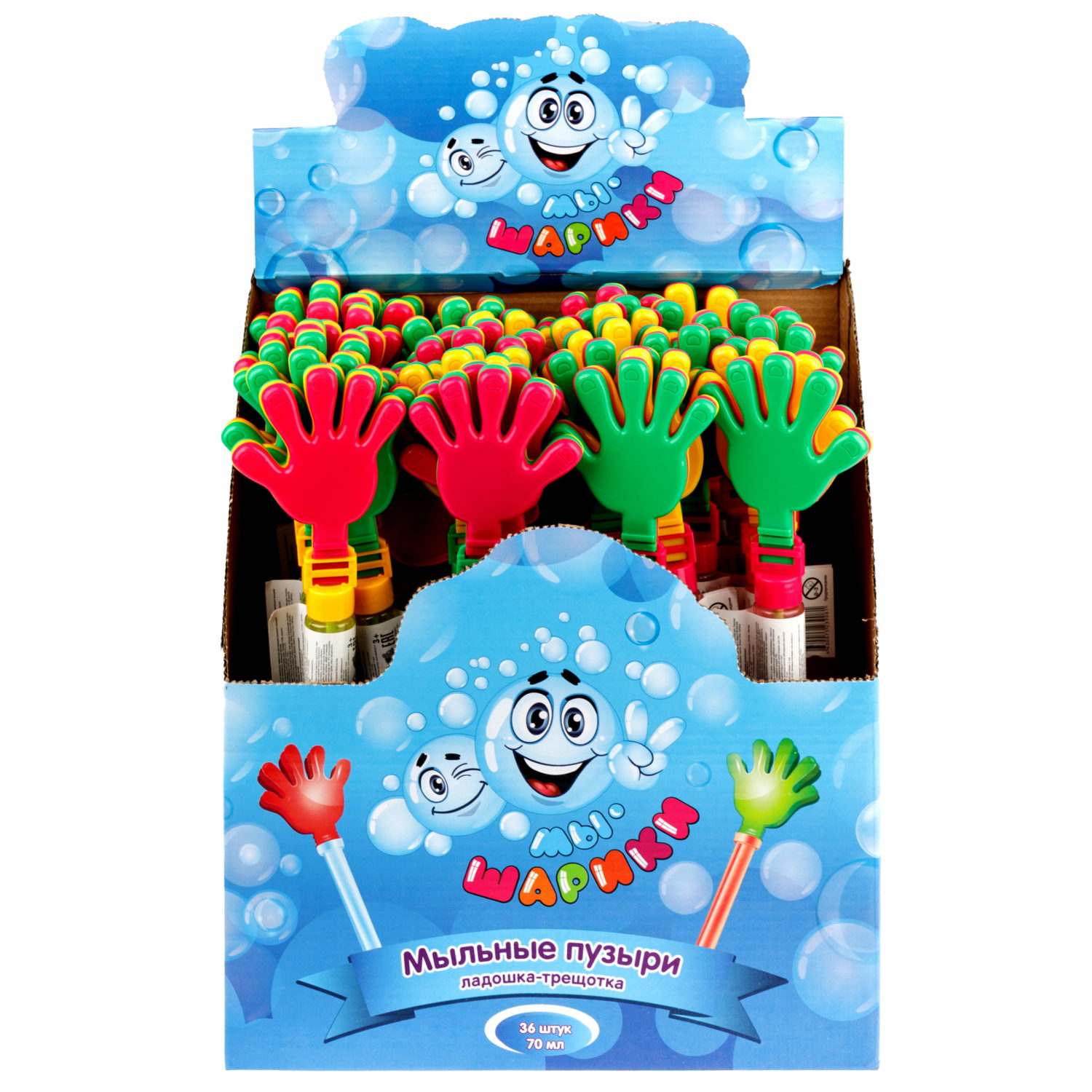 Мыльные пузыри 1TOY Мы-шарики! колба с ладошкой-трещоткой