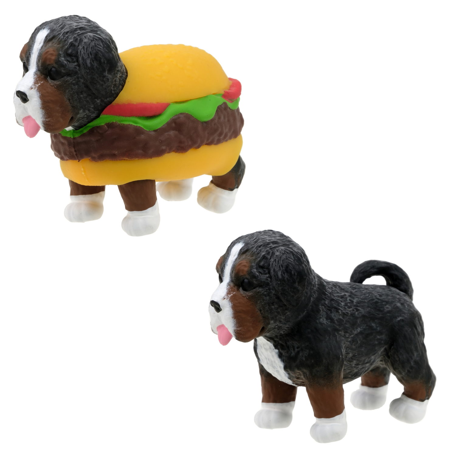 Антистресс игрушка 1TOY Прокачка для собачки серия 3, тянущаяся собачка в костюмчике, тянучка Бернская гончая - гамбургер