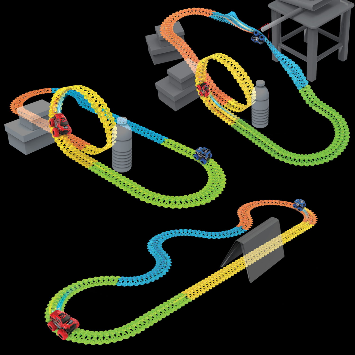 1TOY NEXTREME Гибкий трек 148 деталей, внедорожник синий с аккумуляторной батареей