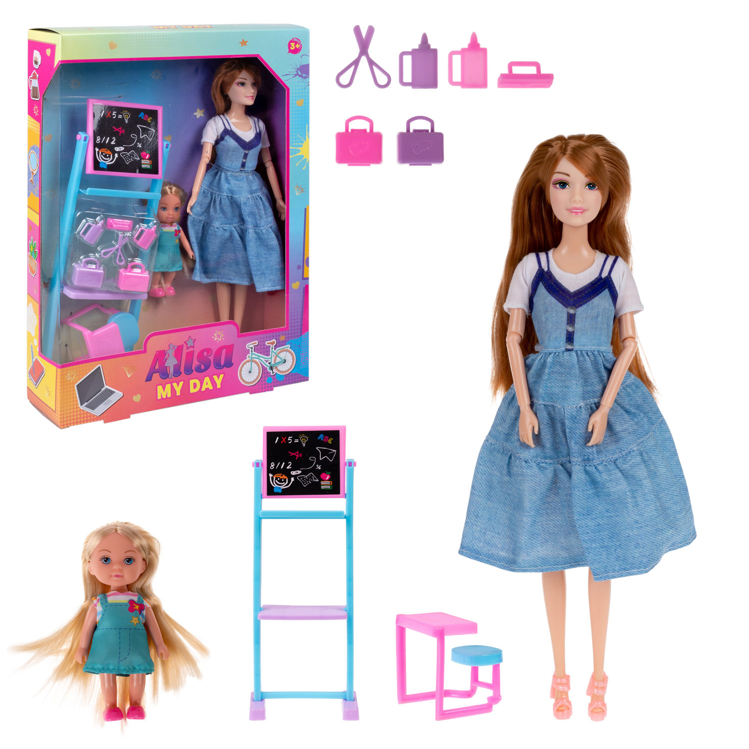 Игровой набор с двумя куклами Alisa My Day "Школа", аксессуары в комплекте, 29 см