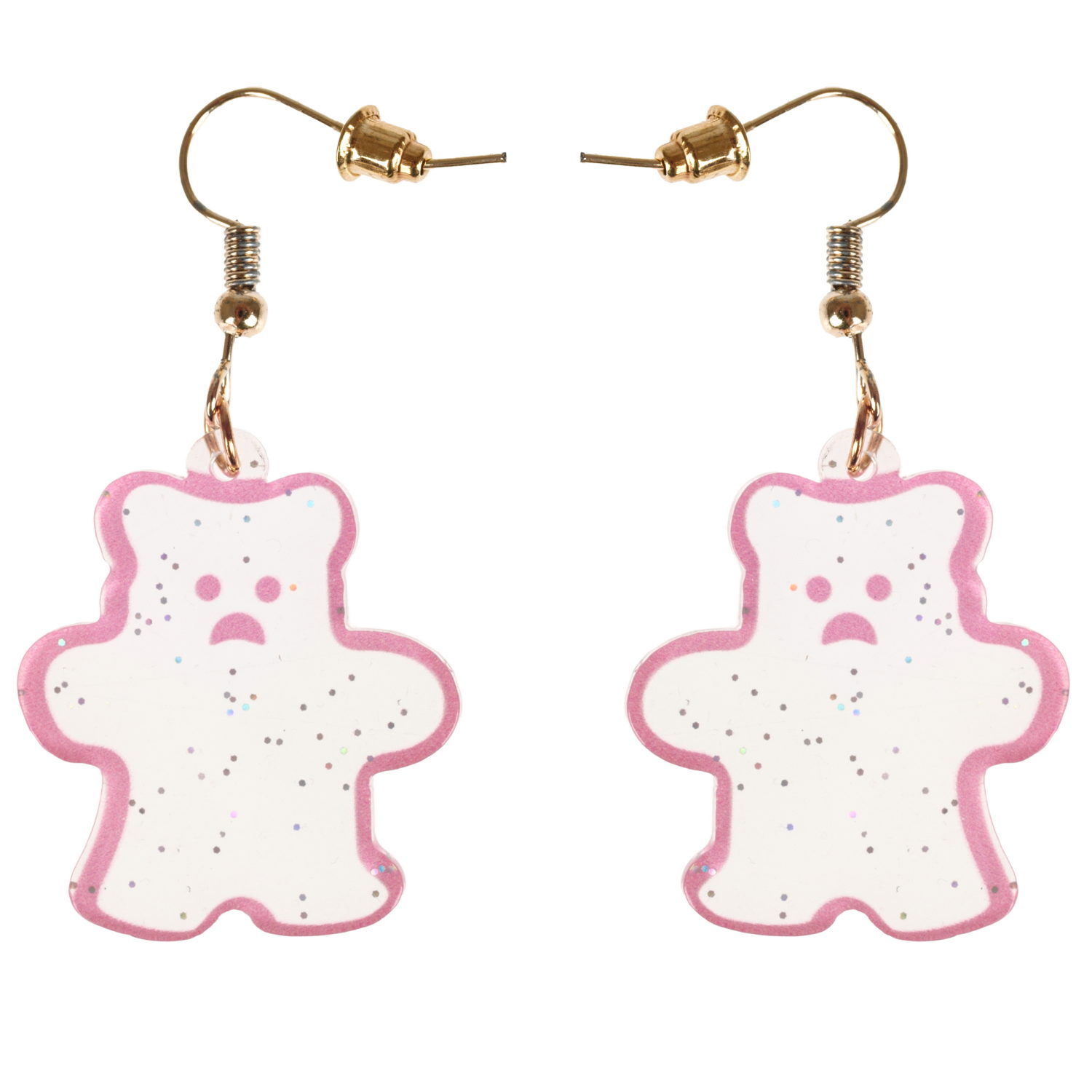 Серьги Lukky Fashion Мишки с неоновой обводкой и блестками, розовый