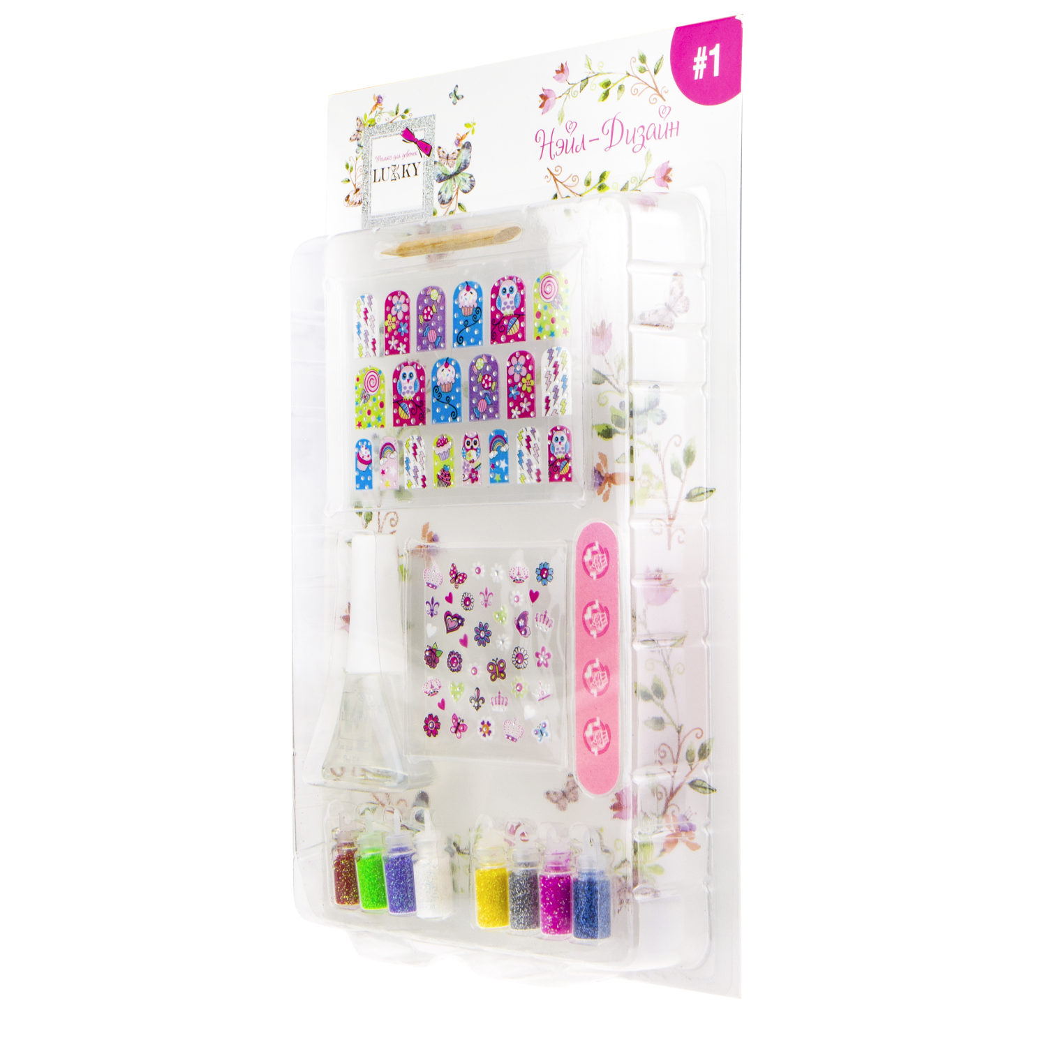 Набор LUKKY "Нэйл-Дизайн" дизайн ногтей "Бабочки, цветочки, совы"