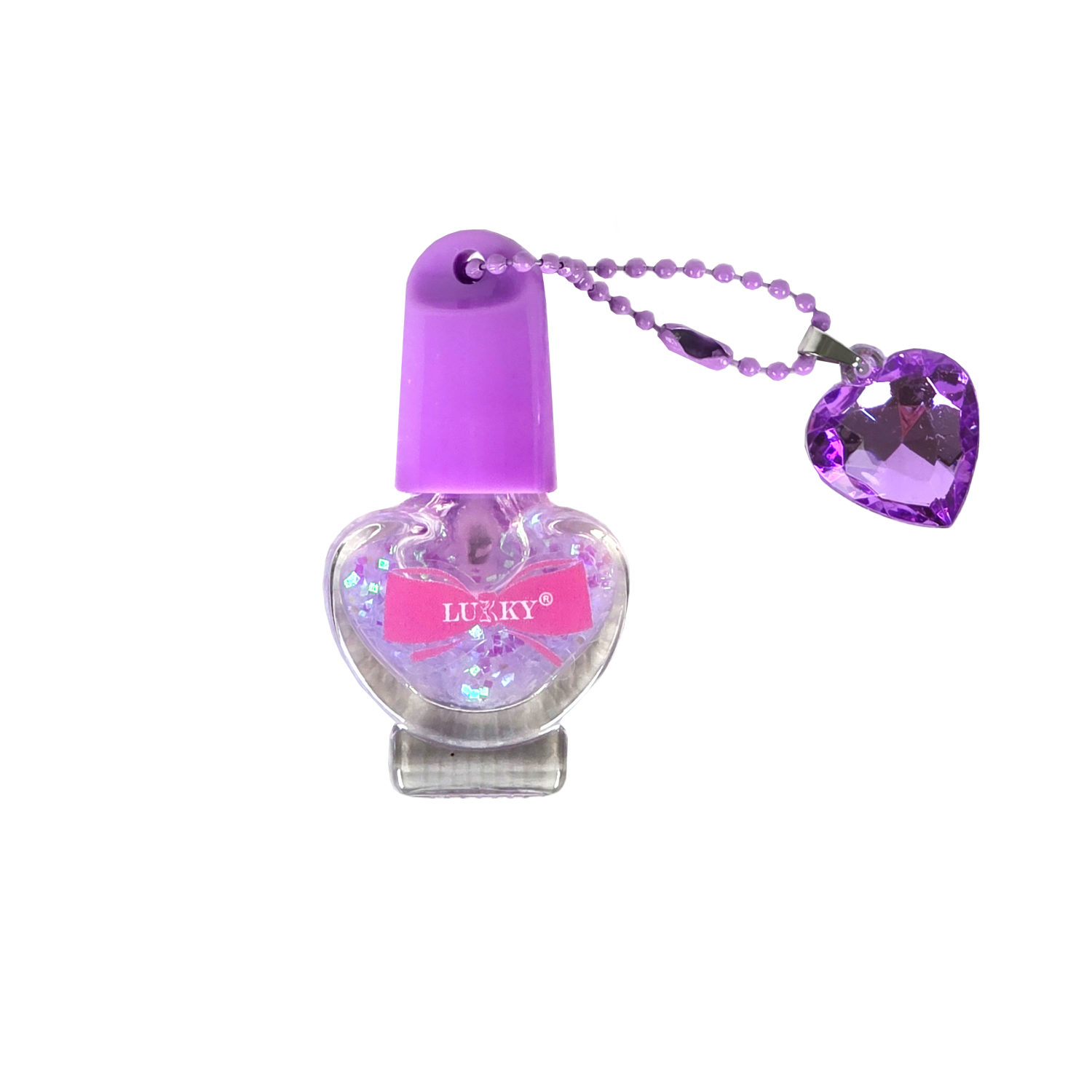 Лак для ногтей детский Lukky Charmy Laque peel-off сверкающий, 5 мл, фиолетовый, аромат ванили, подвеска