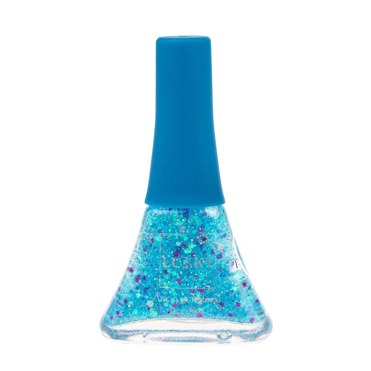 Детский лак для ногтей на водной основе с блестками Lukky, Конфетти-Микс, безопасный, цвет "Бирюзовое Желе", блистер, 5,5 мл