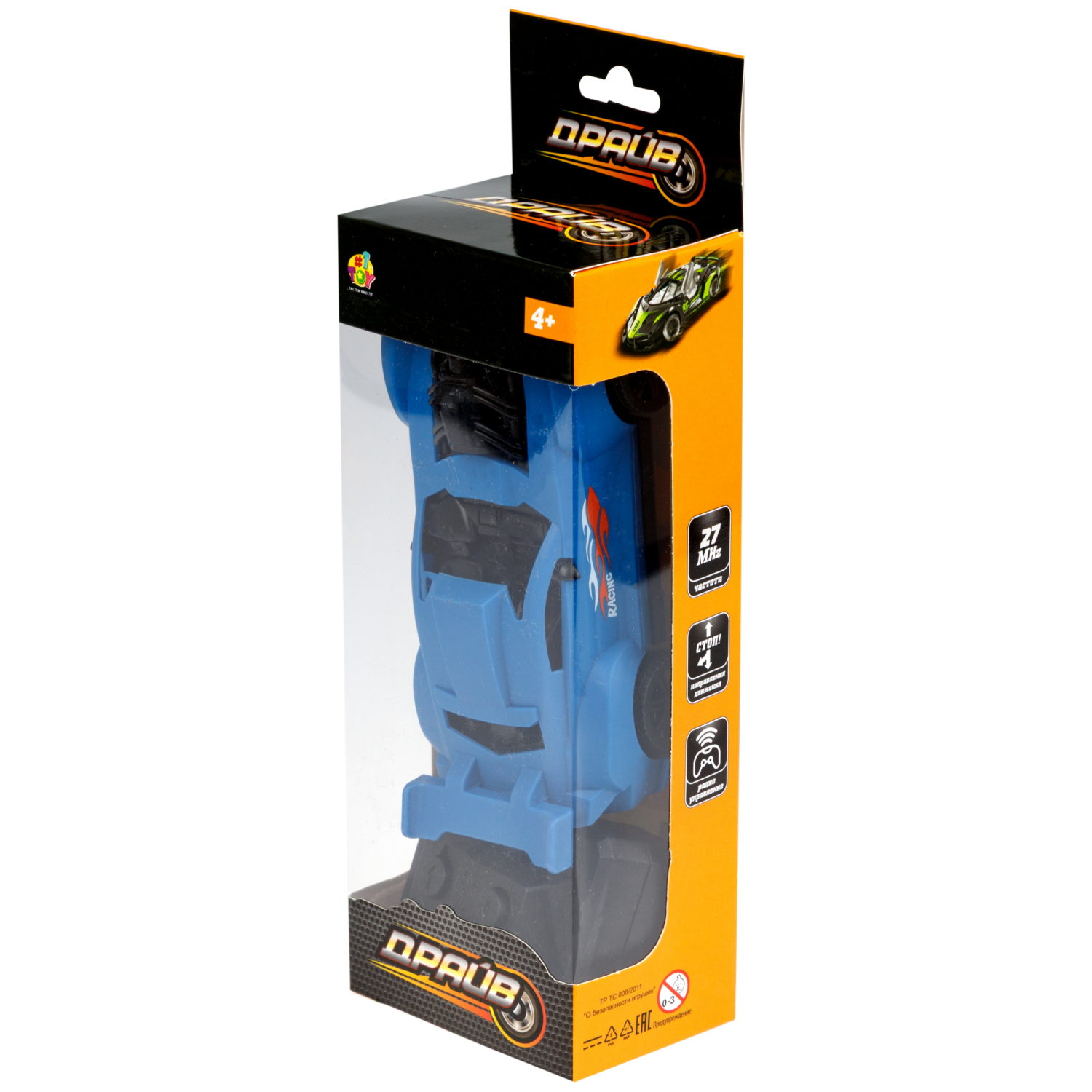 Машинка на пульте управления 1TOY Драйв Спорткар , 1:35, 27 МГц, 2 канала, синяя