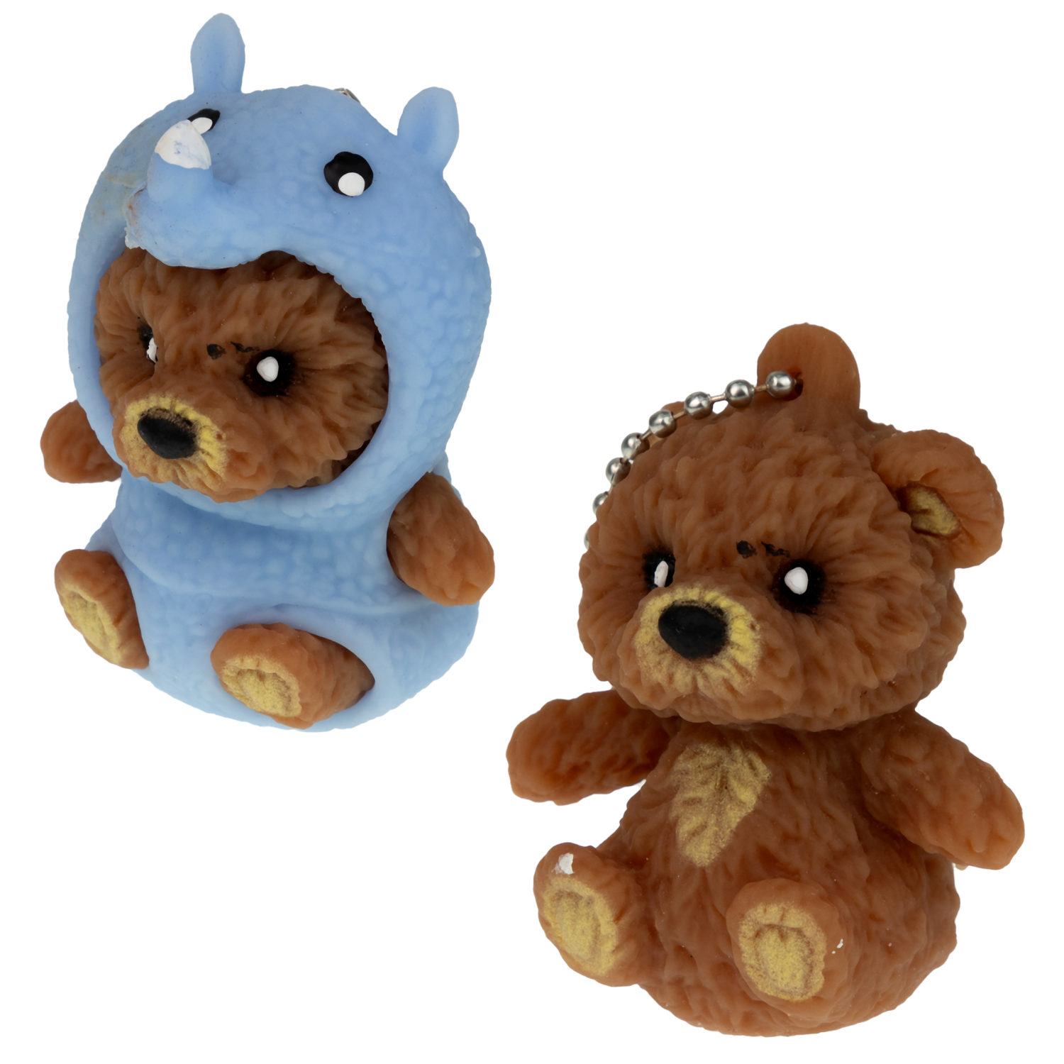 Игрушка антистресс для рук 1TOY Маскарад для зверят мишка - носорог, мягкая, резиновая, сквиш, жмякалка, мялка, брелок детский, для взрослого