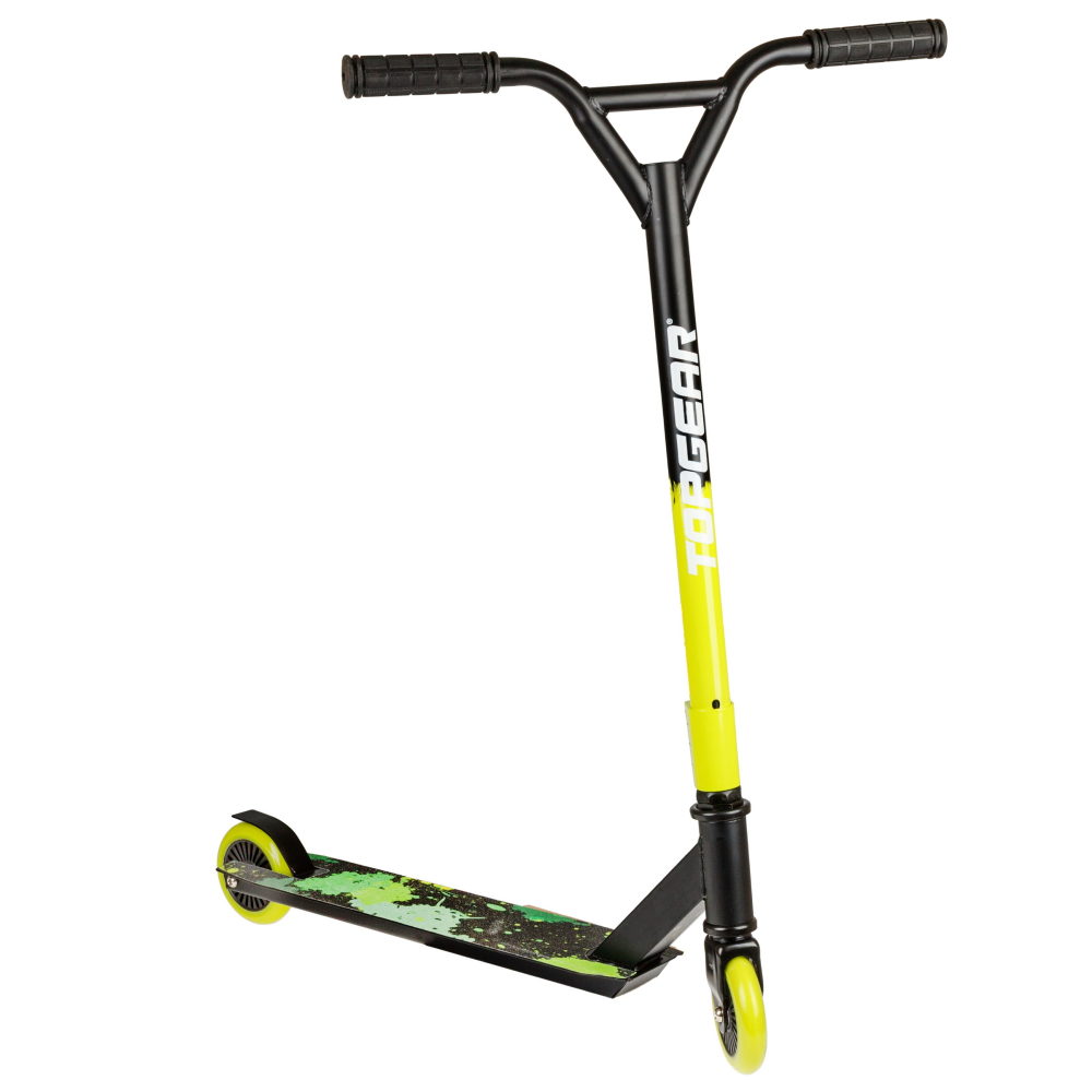 Самокат трюковый Topgear, 2-х кол. PU 2х100 мм, неопреновые грипсы, 48,5*83*64 см,, до 100 кг, черно-зеленый