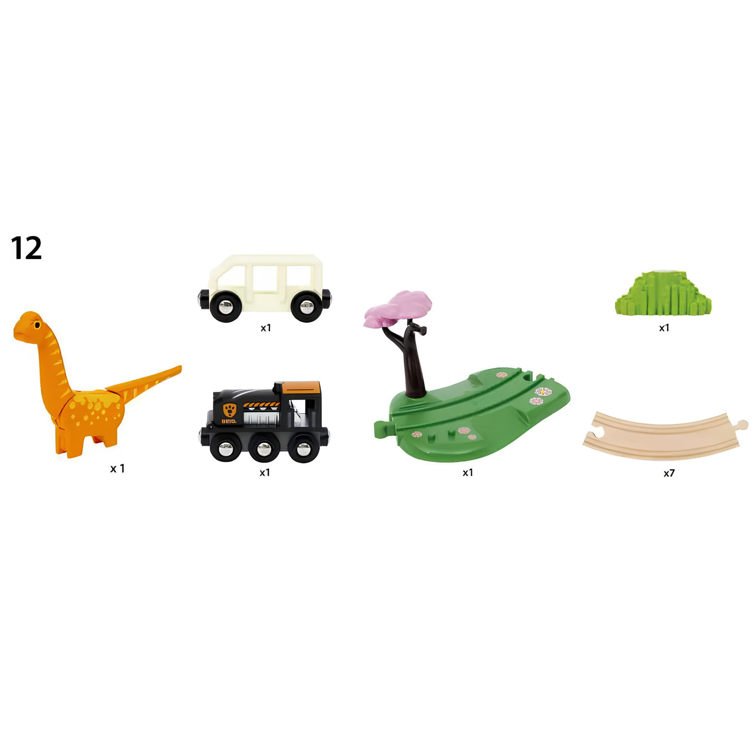 Деревянная железная дорога BRIO "Дино", 12 элементов