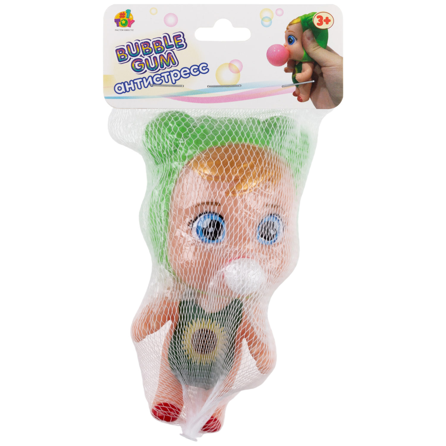 1YOY Bubble Gum-антистресс "Куклы" в зелёном, 7х13 см