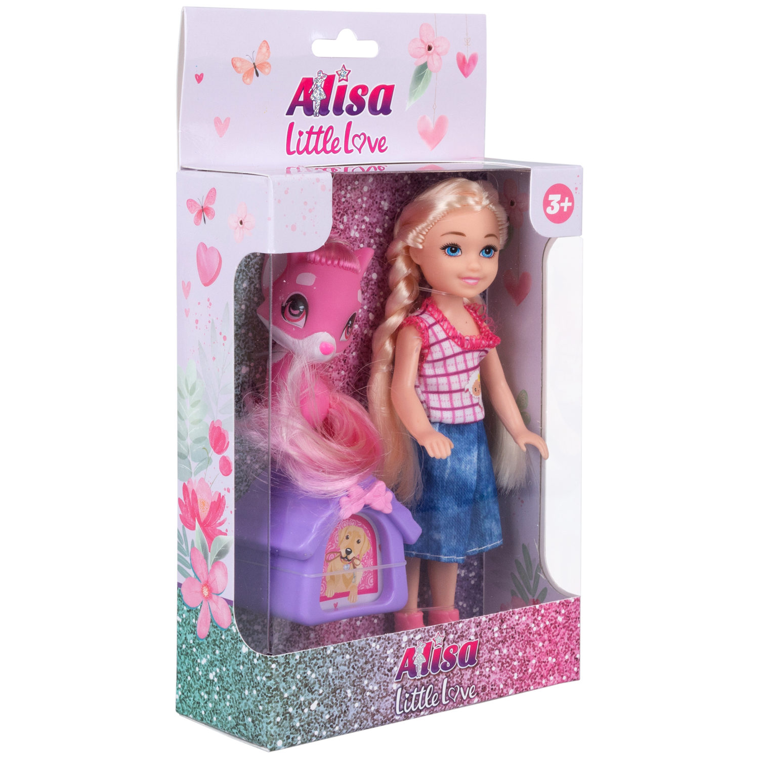 Кукла Alisa Little Love 15,2 см, блондинка, с косичками, с питомцем и переноской