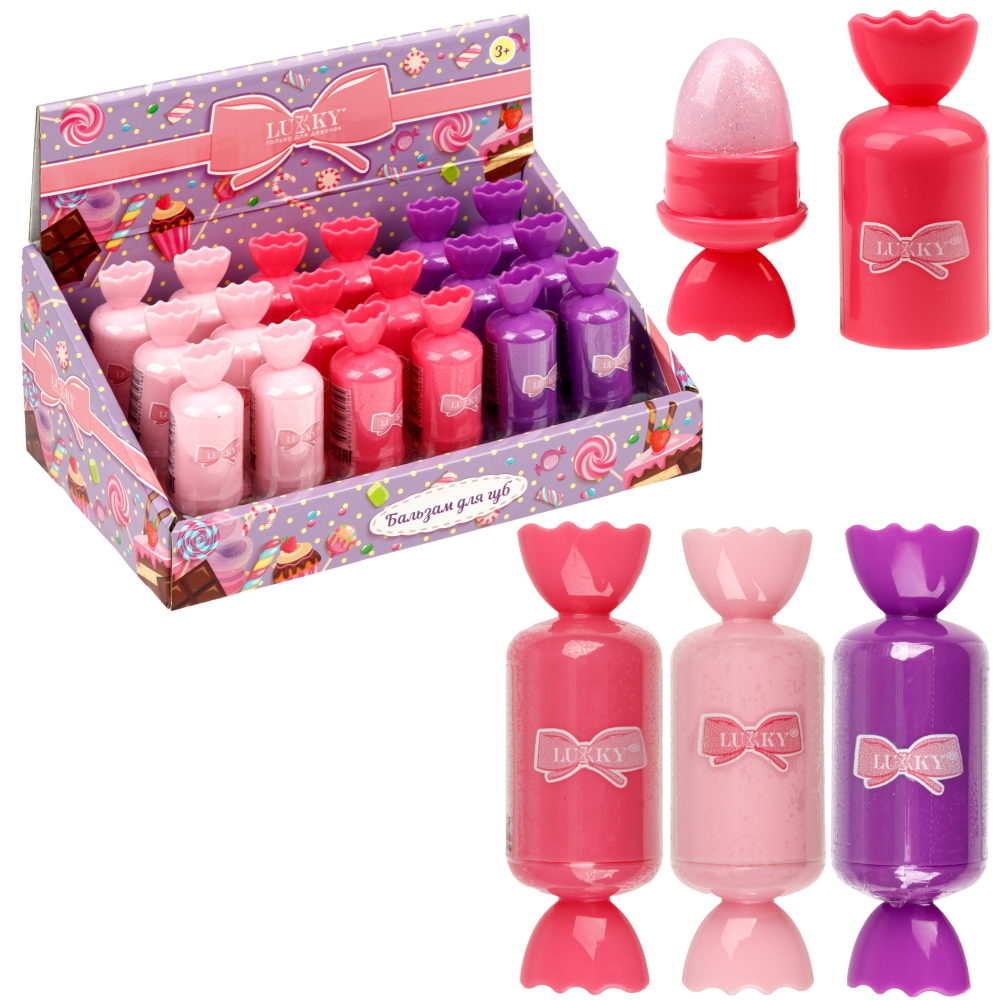Бальзам для губ детский Lukky Dessert BonBon, супер увлажнение и питание, 5 г, 3 цвета в ассортименте