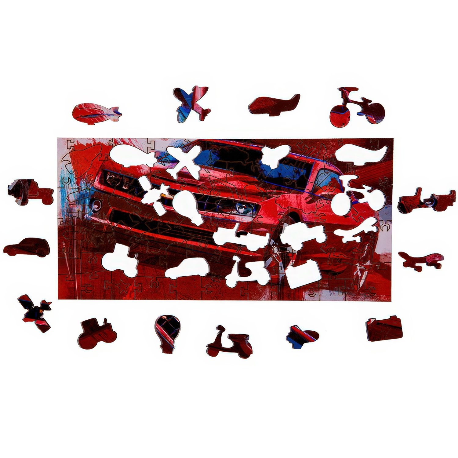 Деревянные пазлы Collection Transport Автомобиль  спортивный, 80 деталей, 28х14 см