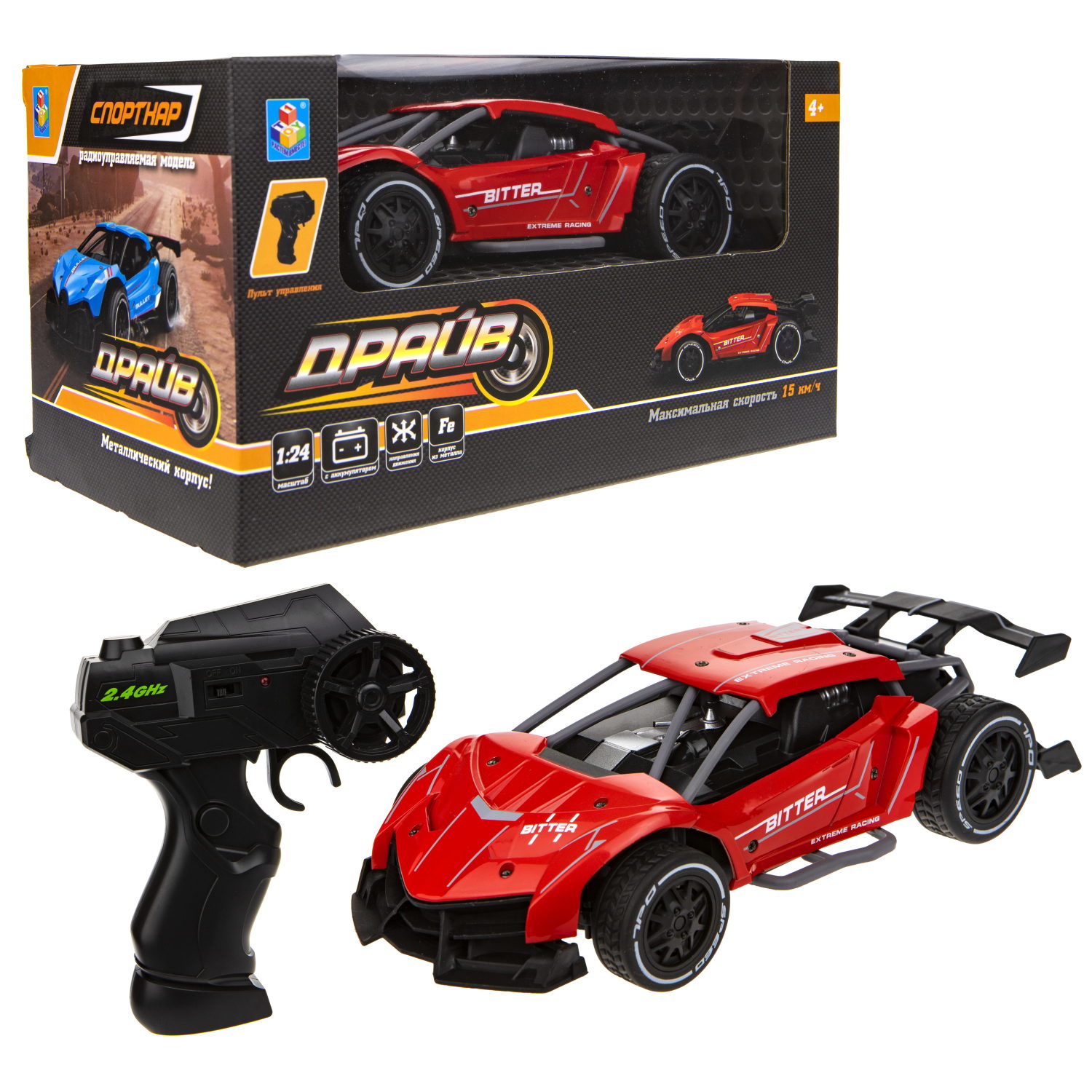 Машинка на пульте управления 1TOY Драйв спортивная, гоночная, спорткар на радиоуправлении