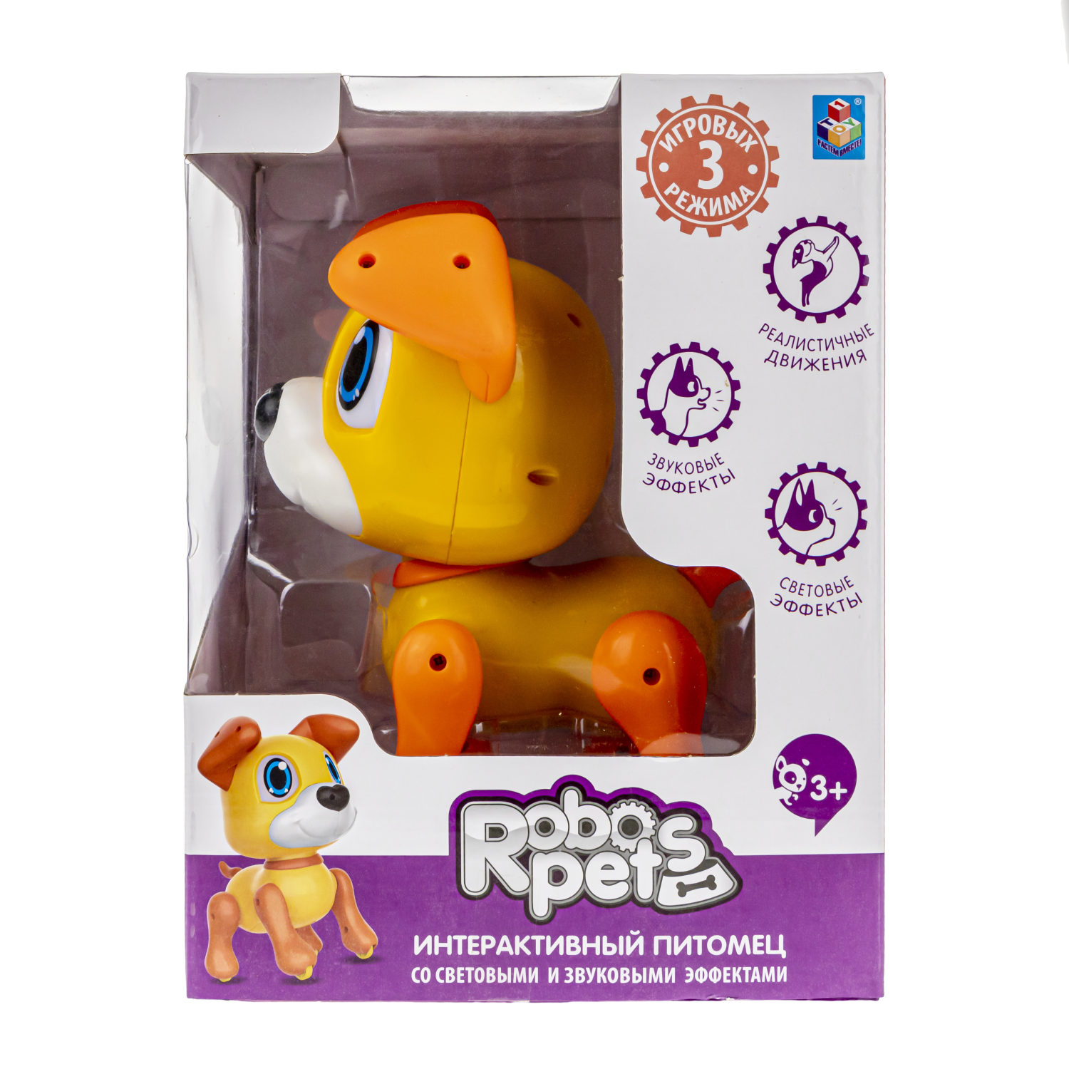 Интерактивная игрушка 1TOY RoboPets робо-щенок Ретривер со световыми, звуковыми и эффектами движения