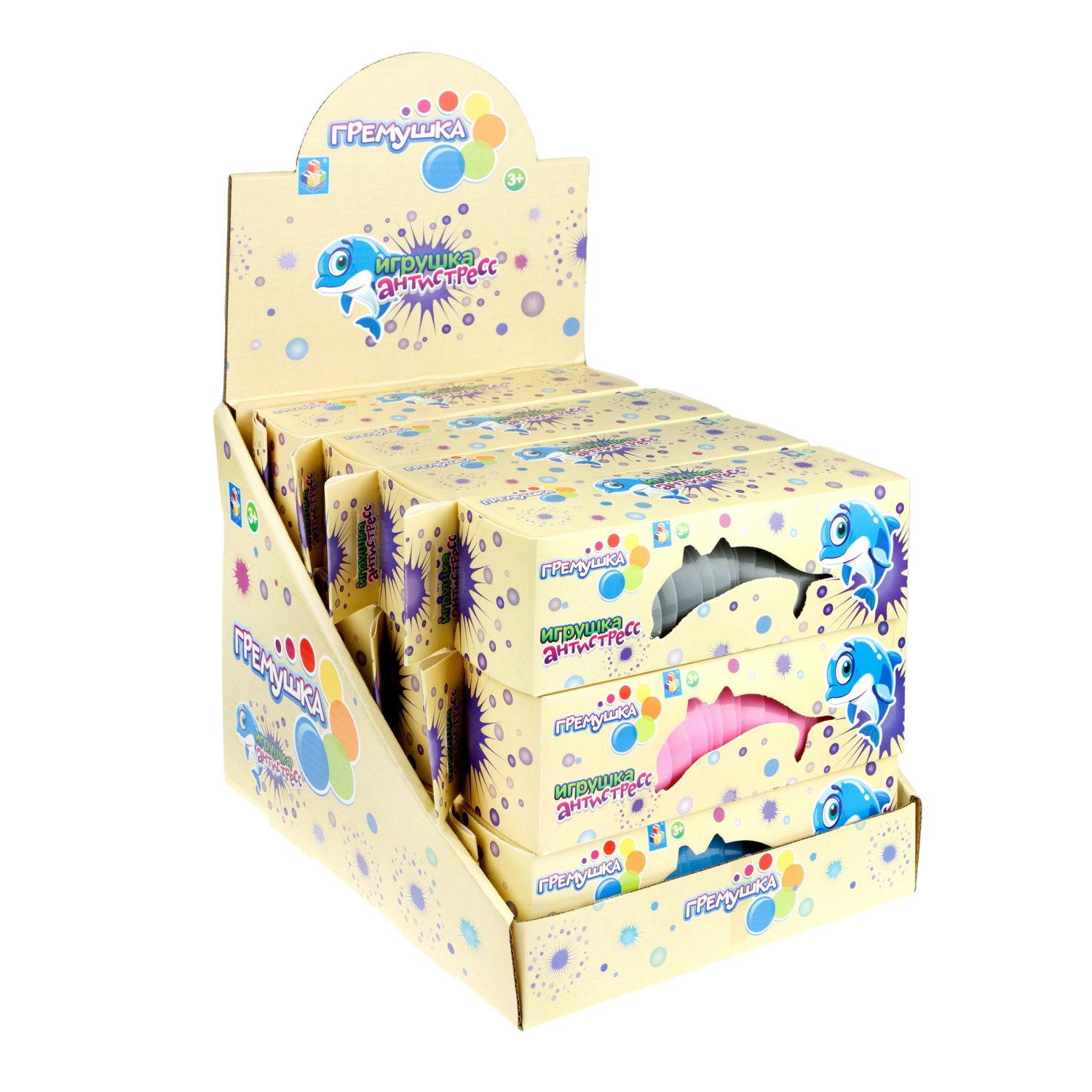 Дельфин 1TOY Гремушка, 3 цвета в ассортименте