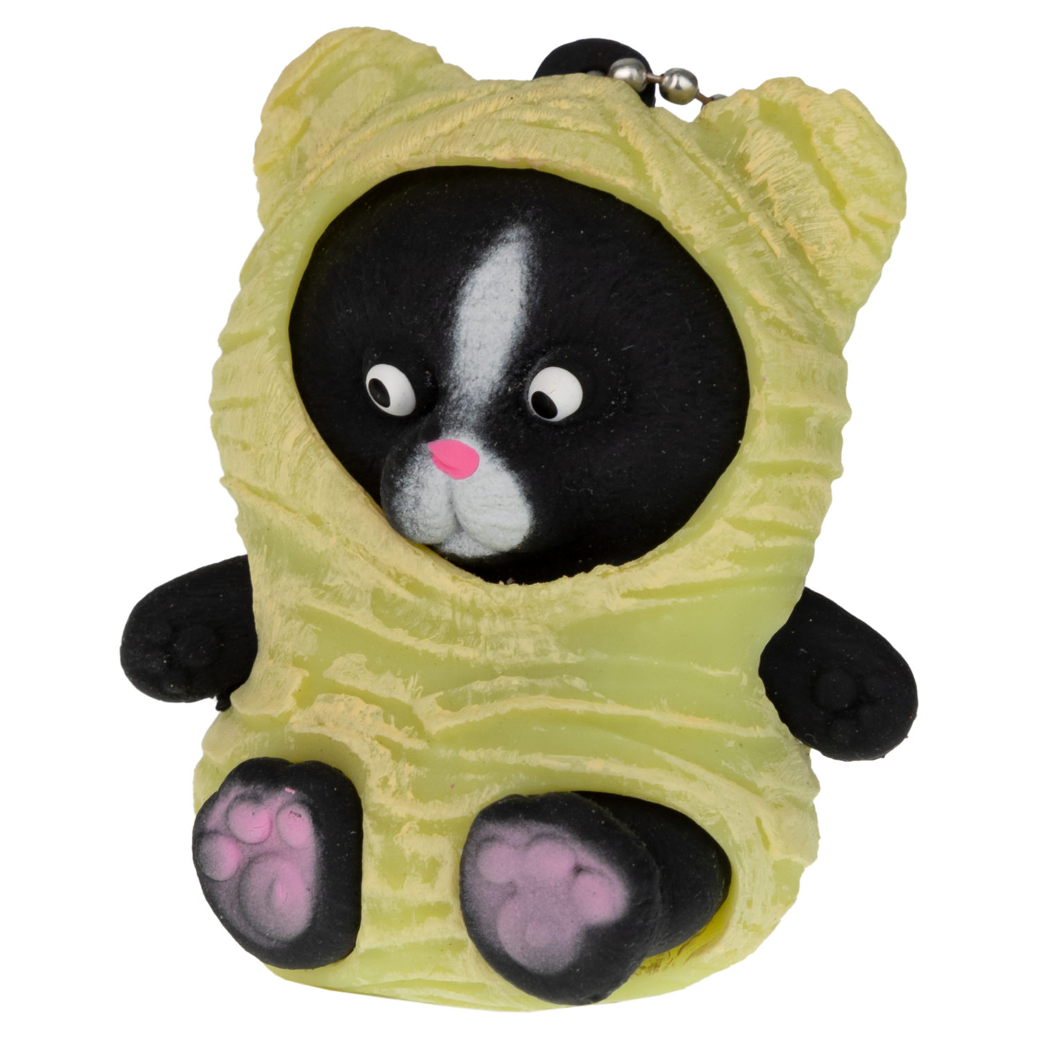 Игрушка антистресс для рук 1TOY Маскарад для зверят котёнок - мумия, мягкая, резиновая, сквиш, жмякалка, мялка, брелок детский, для взрослого