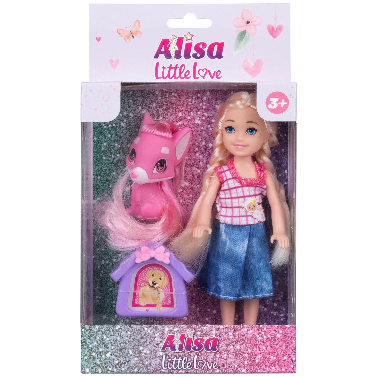 Кукла Alisa Little Love 15,2 см, блондинка, с косичками, с питомцем и переноской