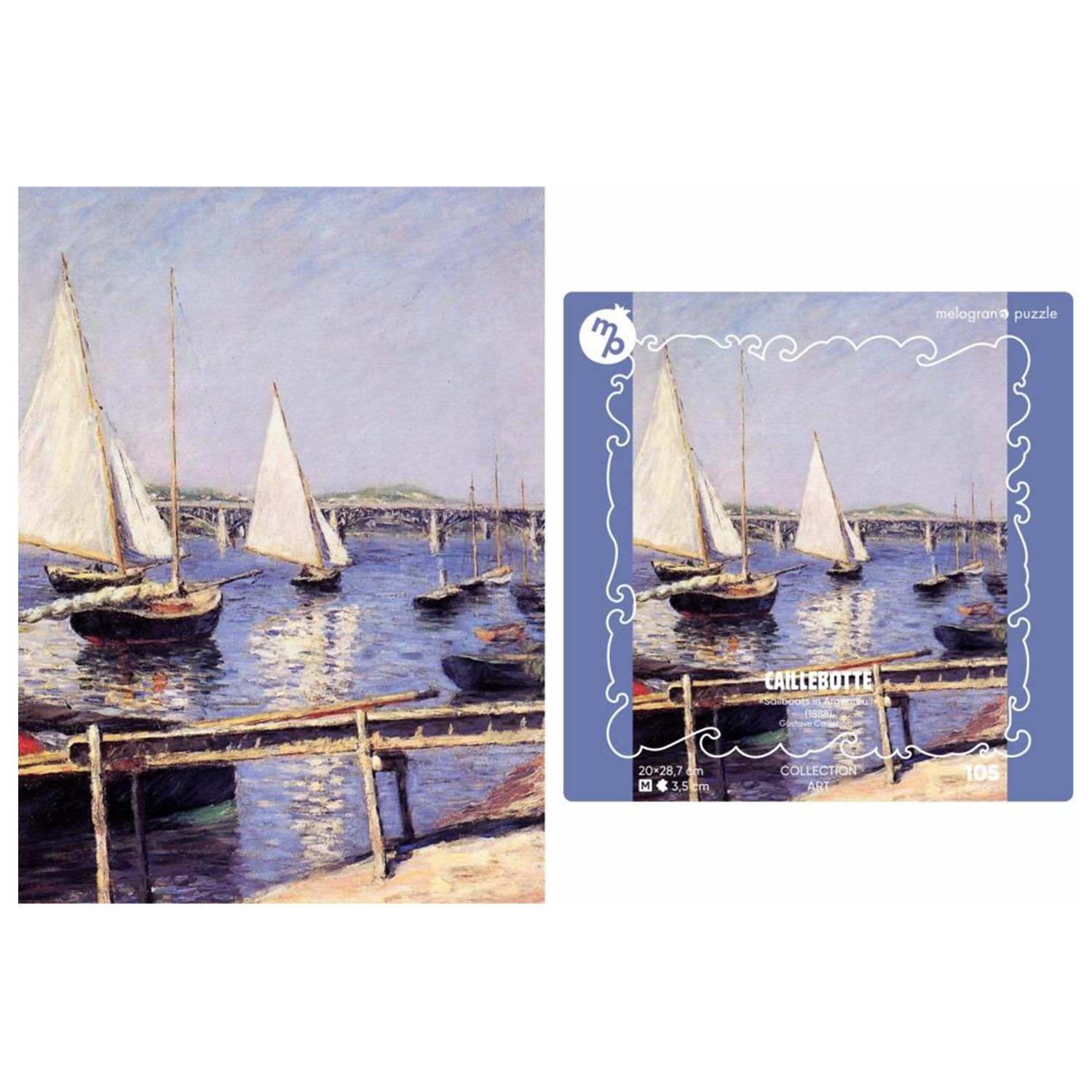 Деревянные пазлы Collection Art Гюстав Кайботт, Парусные яхты в Аржантёе, 105 деталей, 20х28,7 см