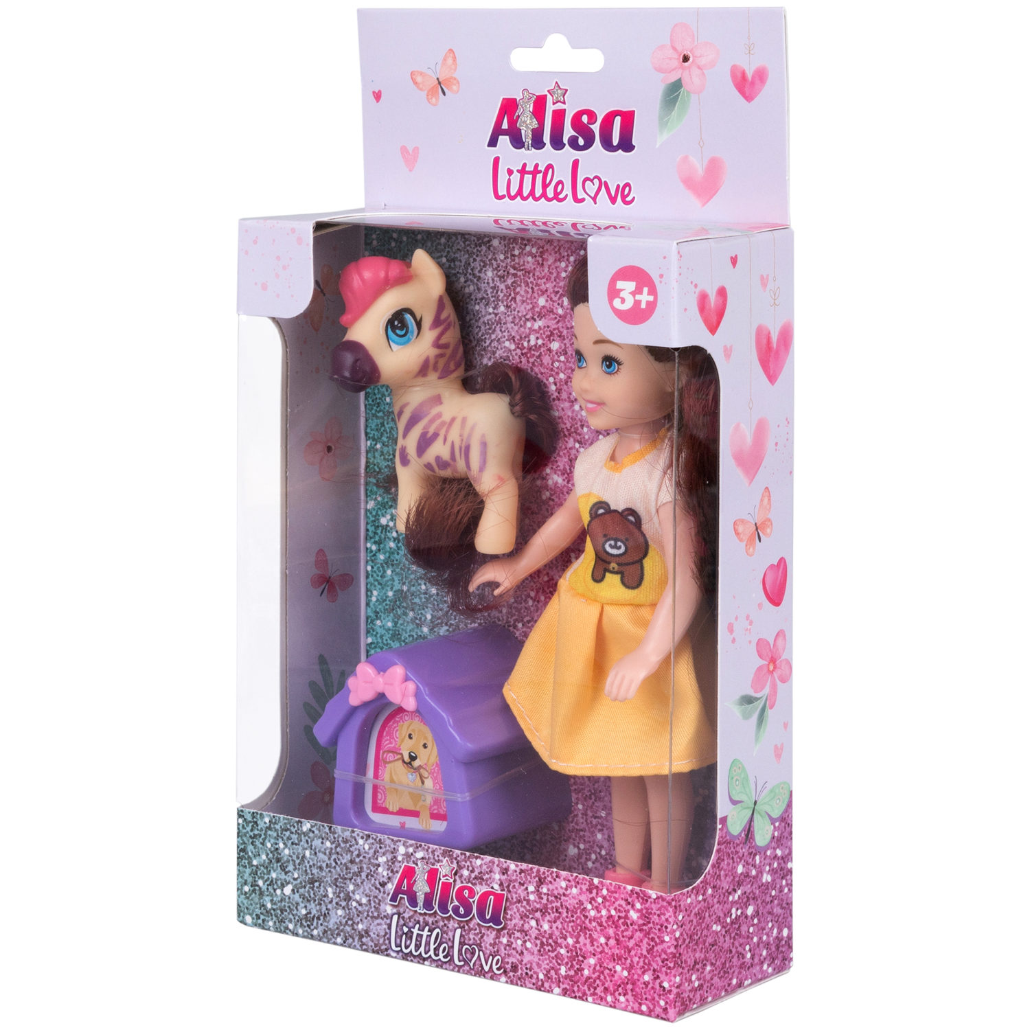 Кукла Alisa Little Love 15,2 см, брюнетка, с питомцем и переноской
