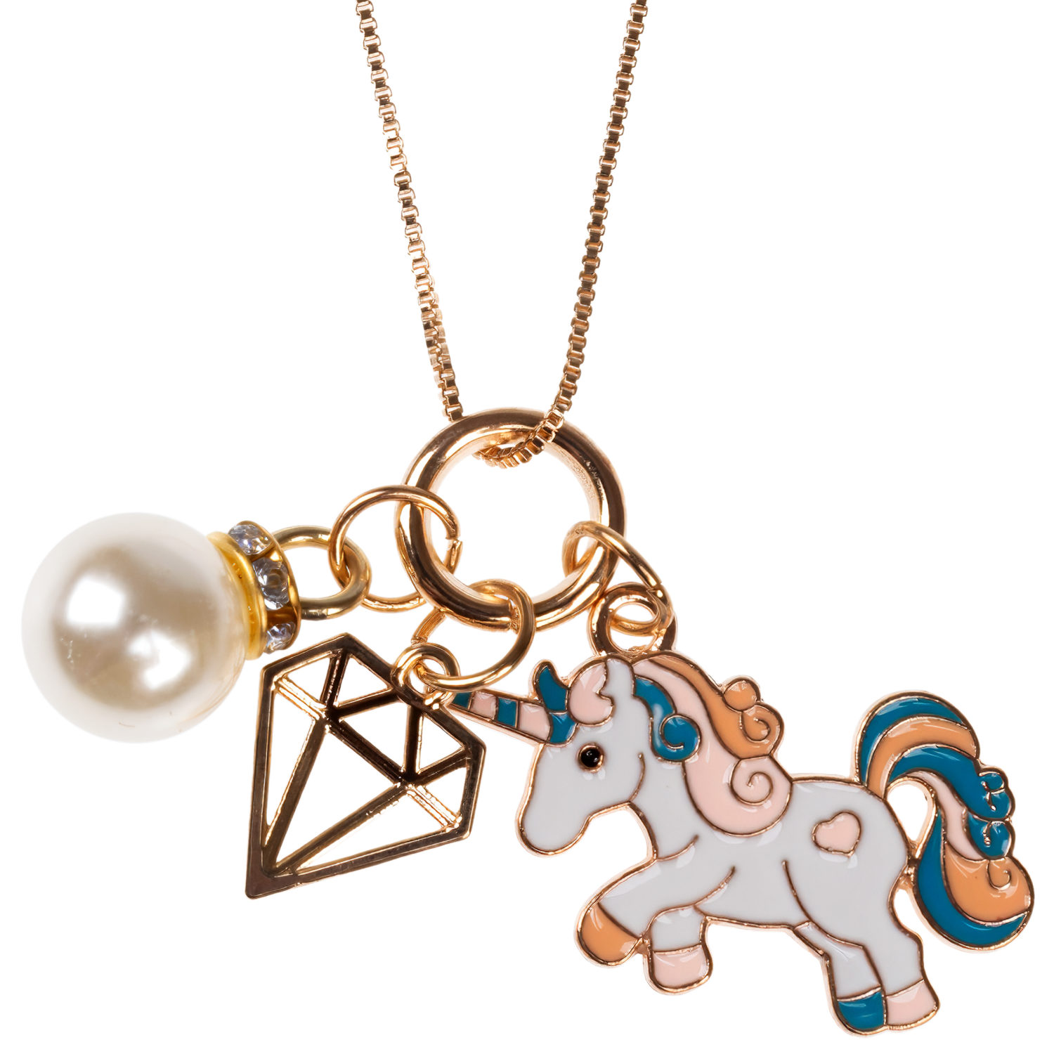Цепь с 3 подвесками Lukky Fashion "Единорог с жемчужиной"