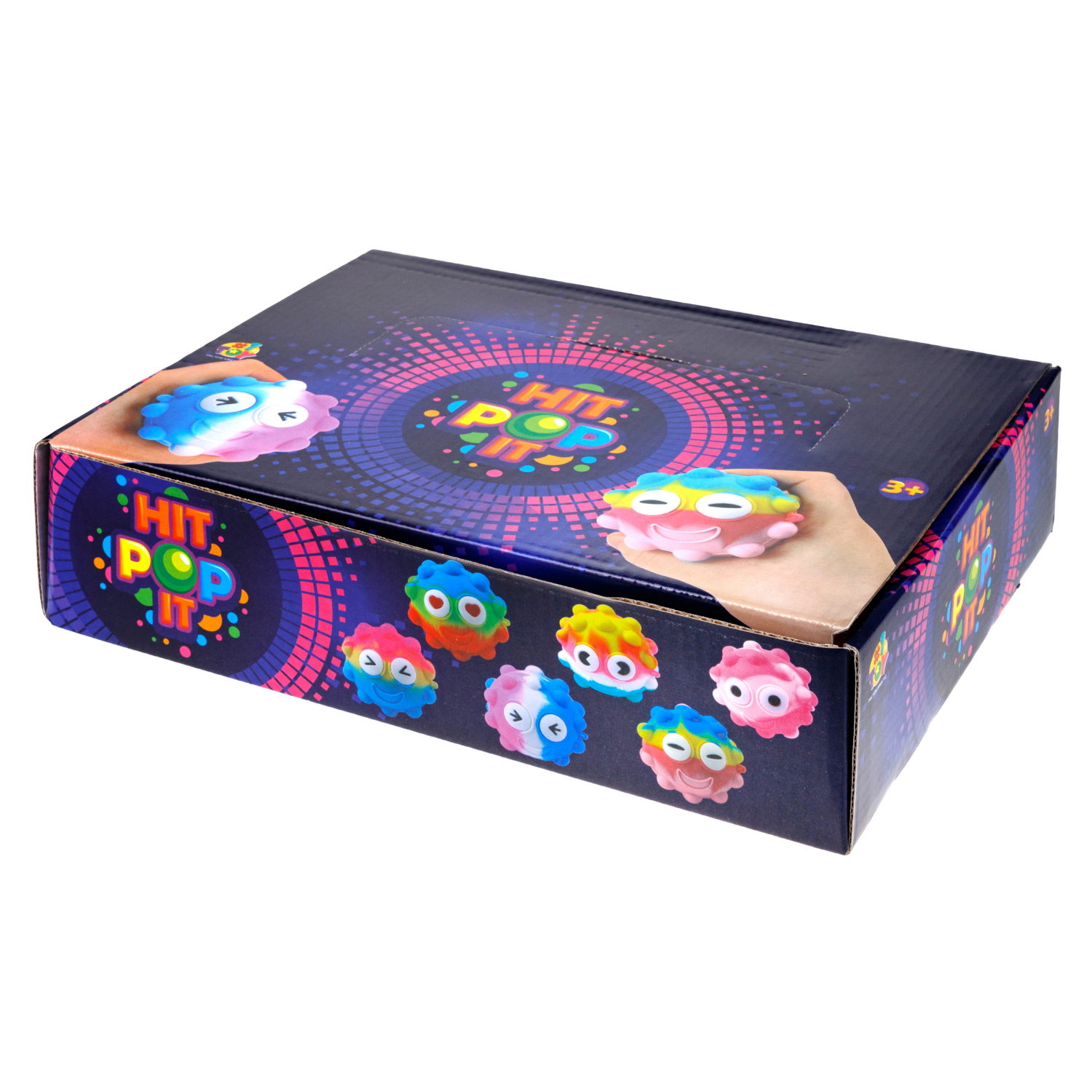 1toy Жмяка Hit Pop It "Смайлик" 7 см, 6 видов, 12 шт. в д/б