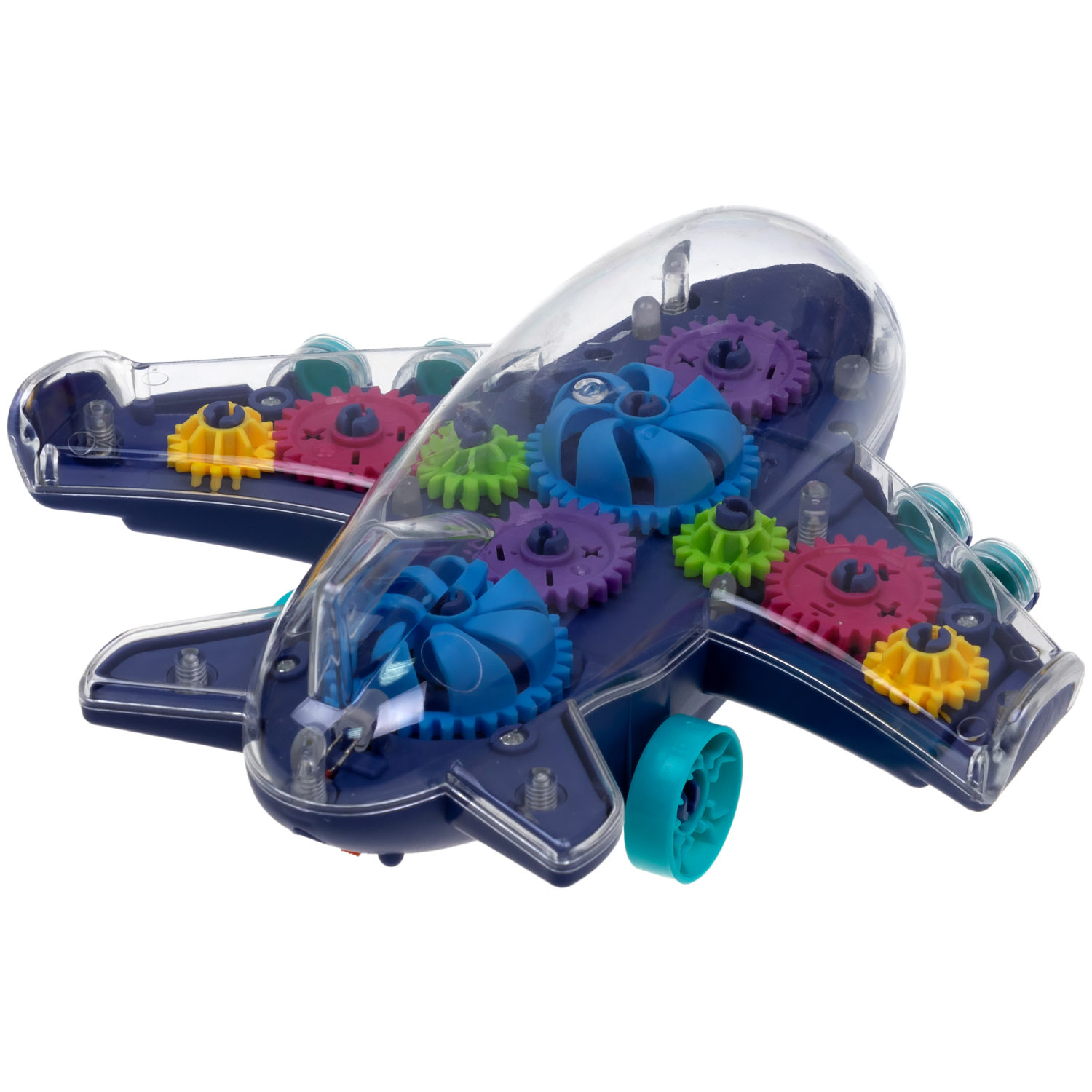 1TOY Движок Самолет прозрачным с механизмом на батарейках, свет, звук, 2 вида в ассортименте