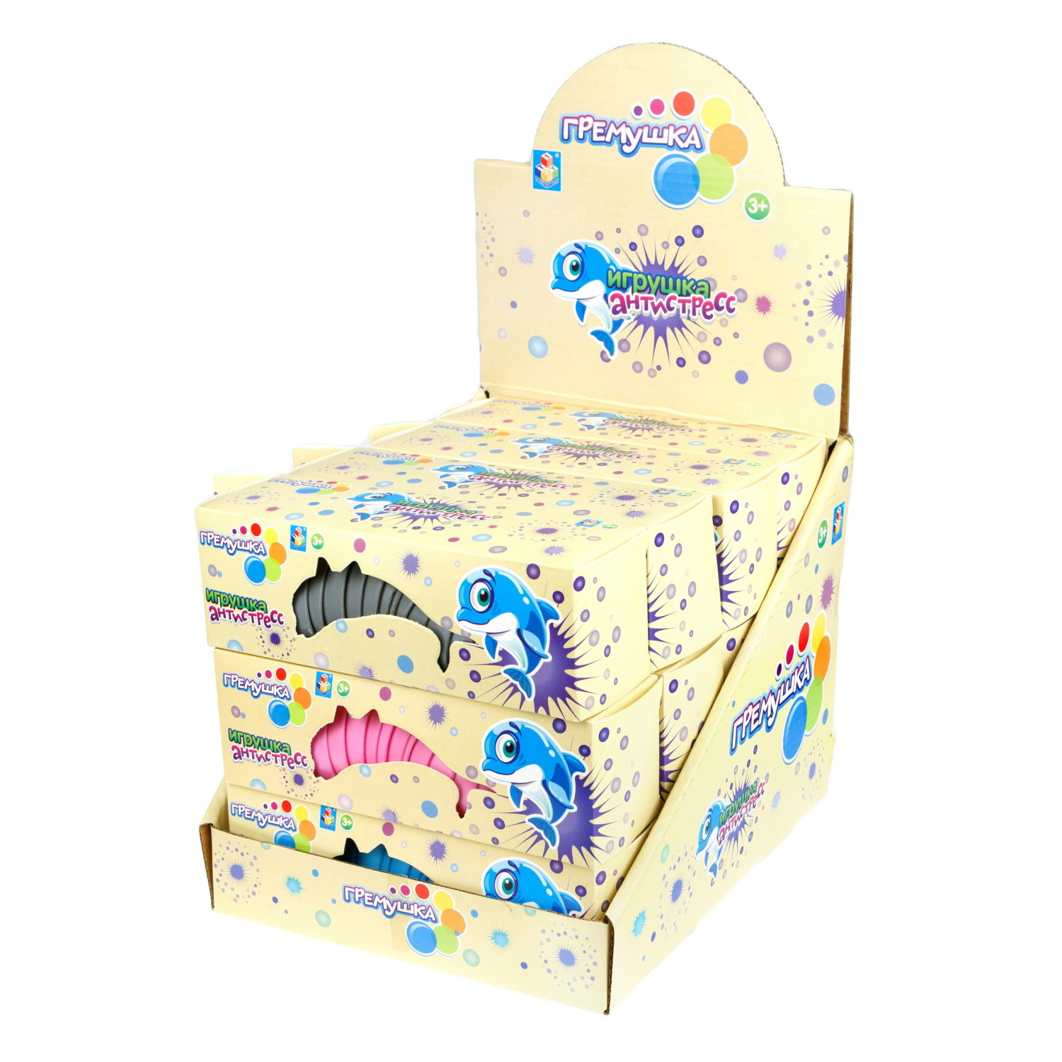 Дельфин 1TOY Гремушка, 3 цвета в ассортименте