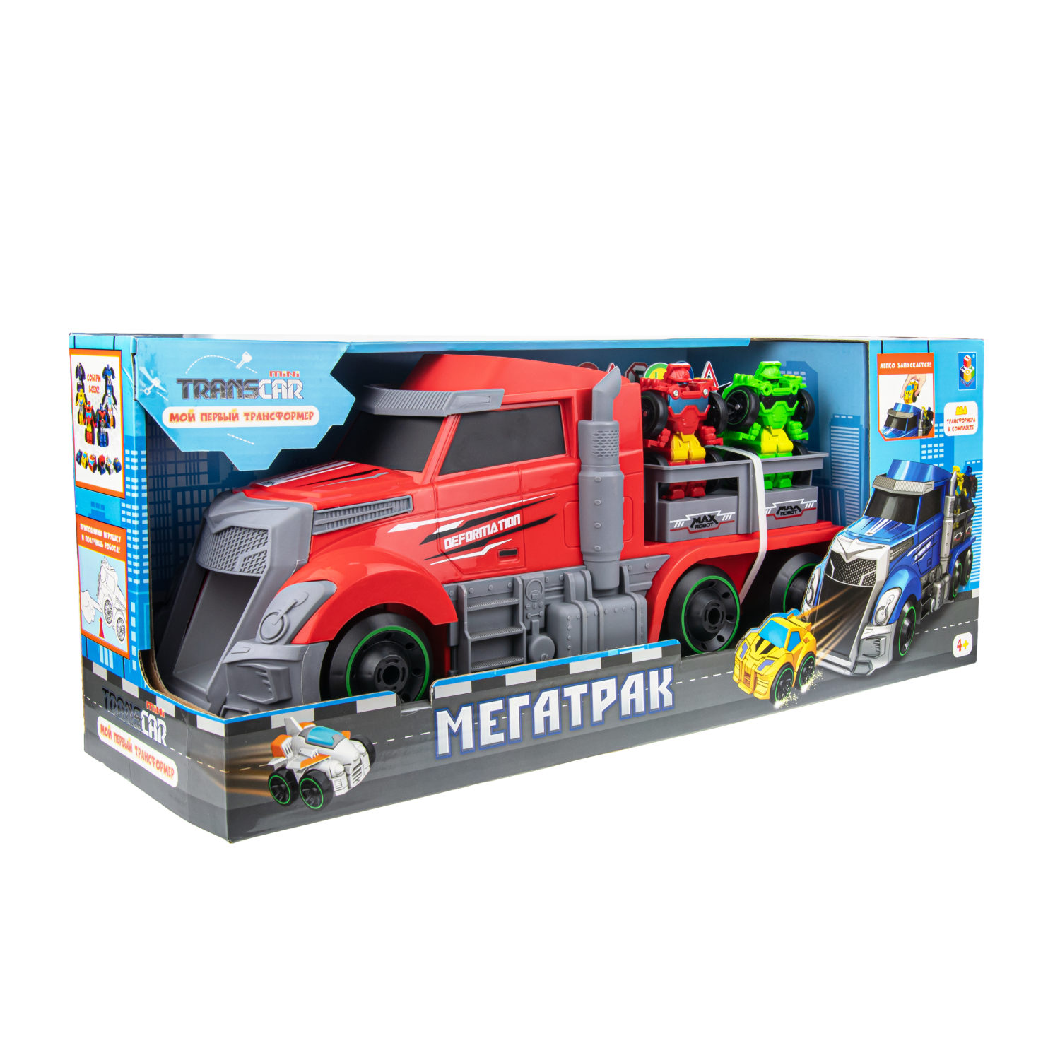 Автовоз с машинками 1TOY Мой первый трансформер, трейлер, красный, 45 см