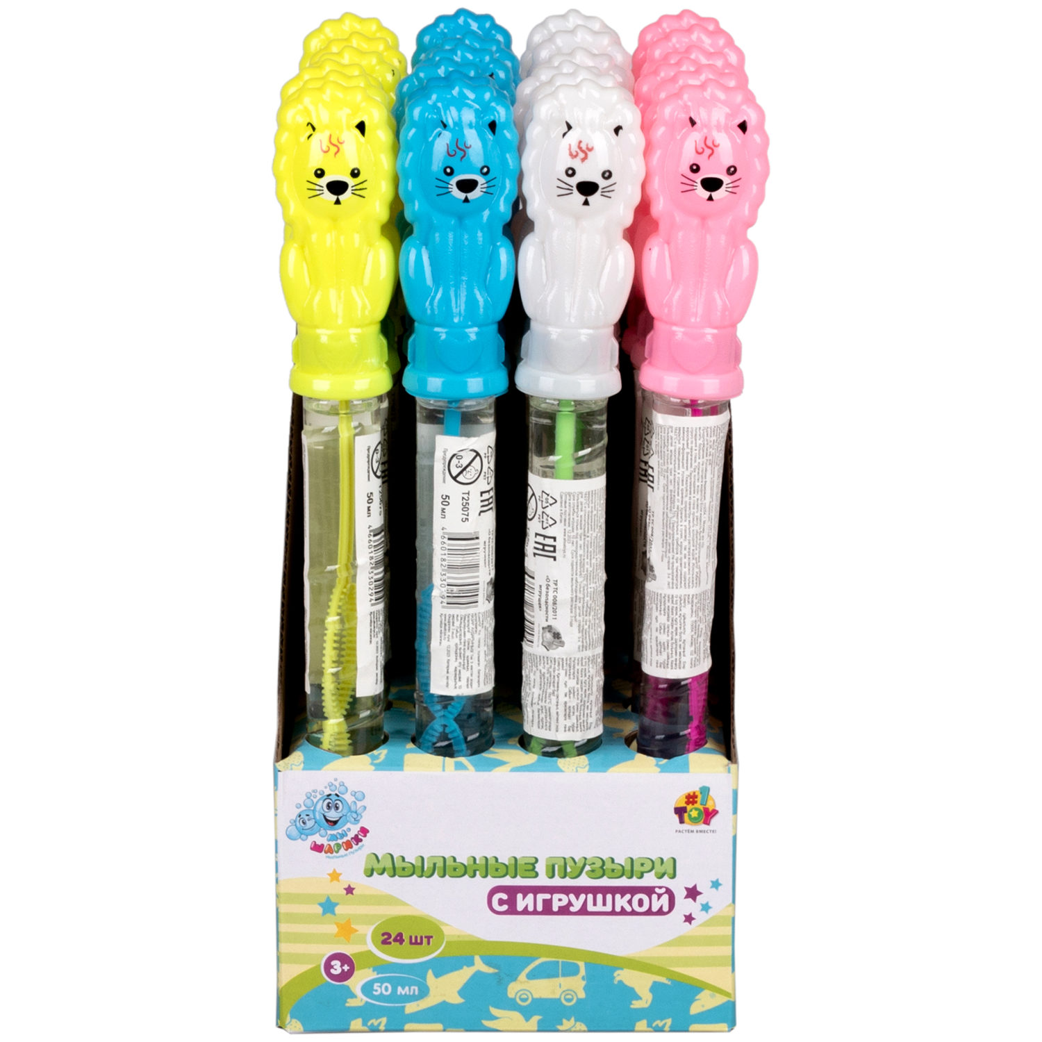 Мыльные пузыри Мы-шарики! 1TOY с игрушкой Лев, 50 мл