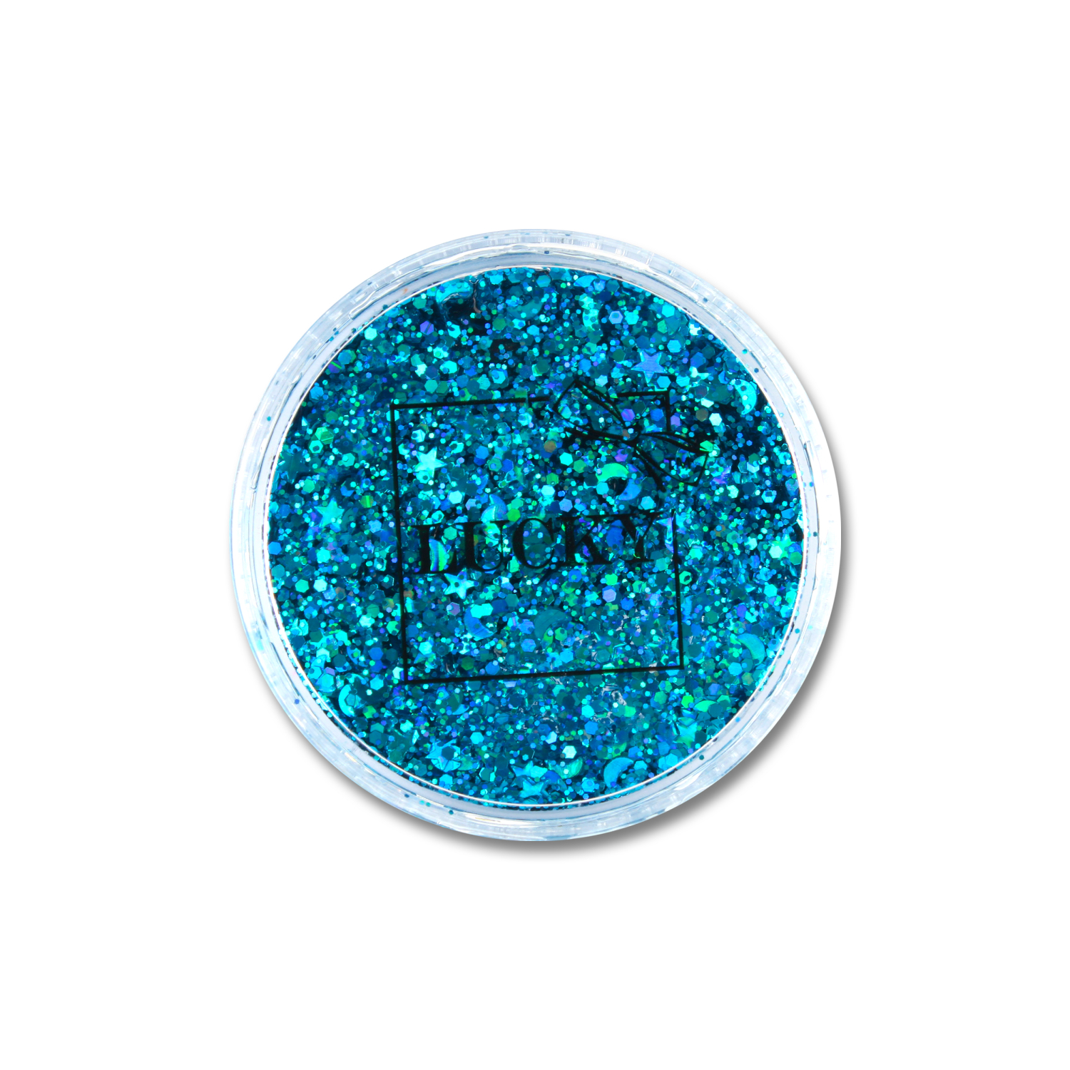 Гель-глиттер для лица, тела, волос LUKKY, блестки синие, в наборе с кисточкой для макияжа