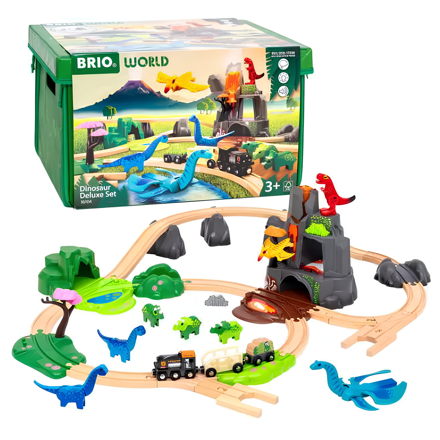 Деревянная железная дорога BRIO Делюкс "Дино", 12 элементов