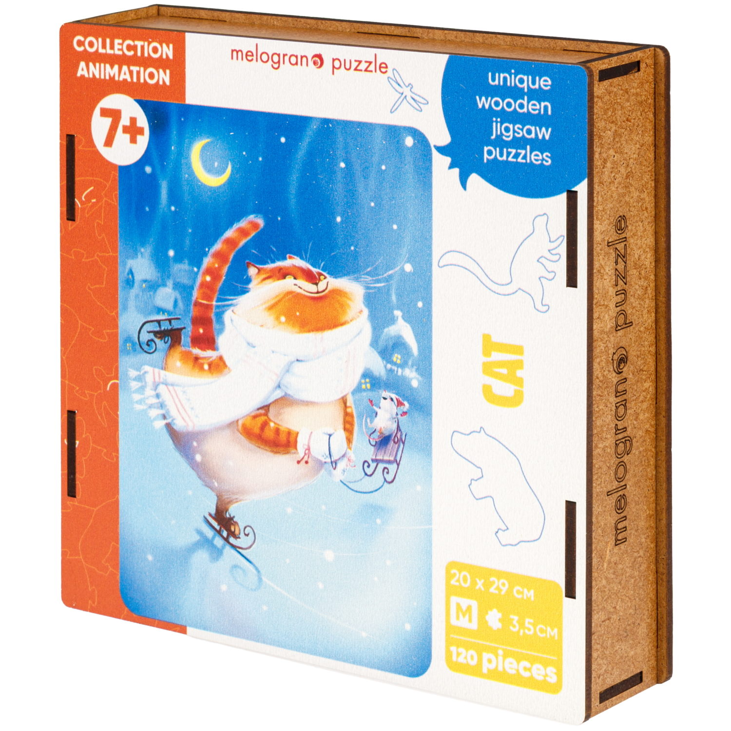 Деревянные пазлы Collection Animals Кот на коньках, 120 деталей