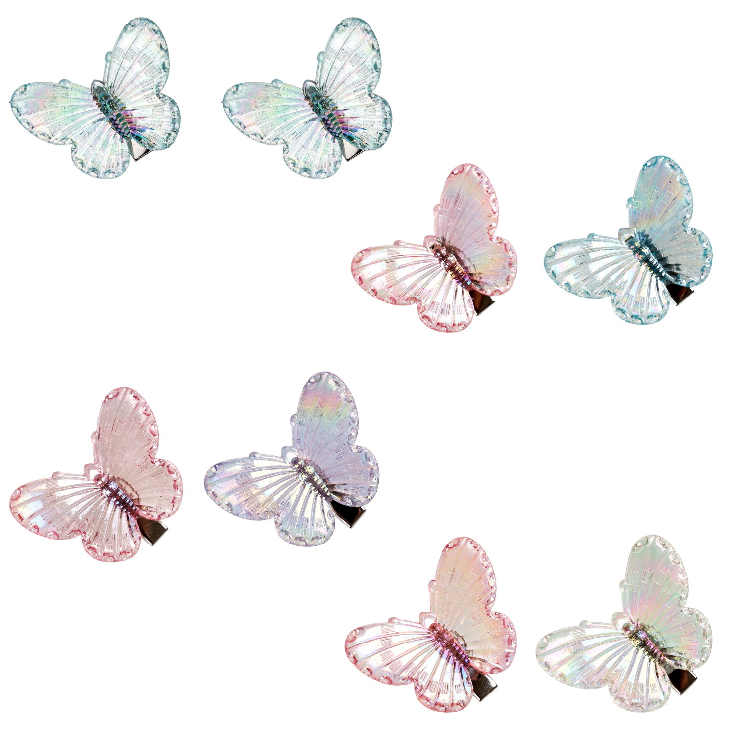 Заколки для волос Lukky Fashion Бабочки Crystal, детские, для девочки, зажимы, 4 вида в ассортименте, набор 2 шт.