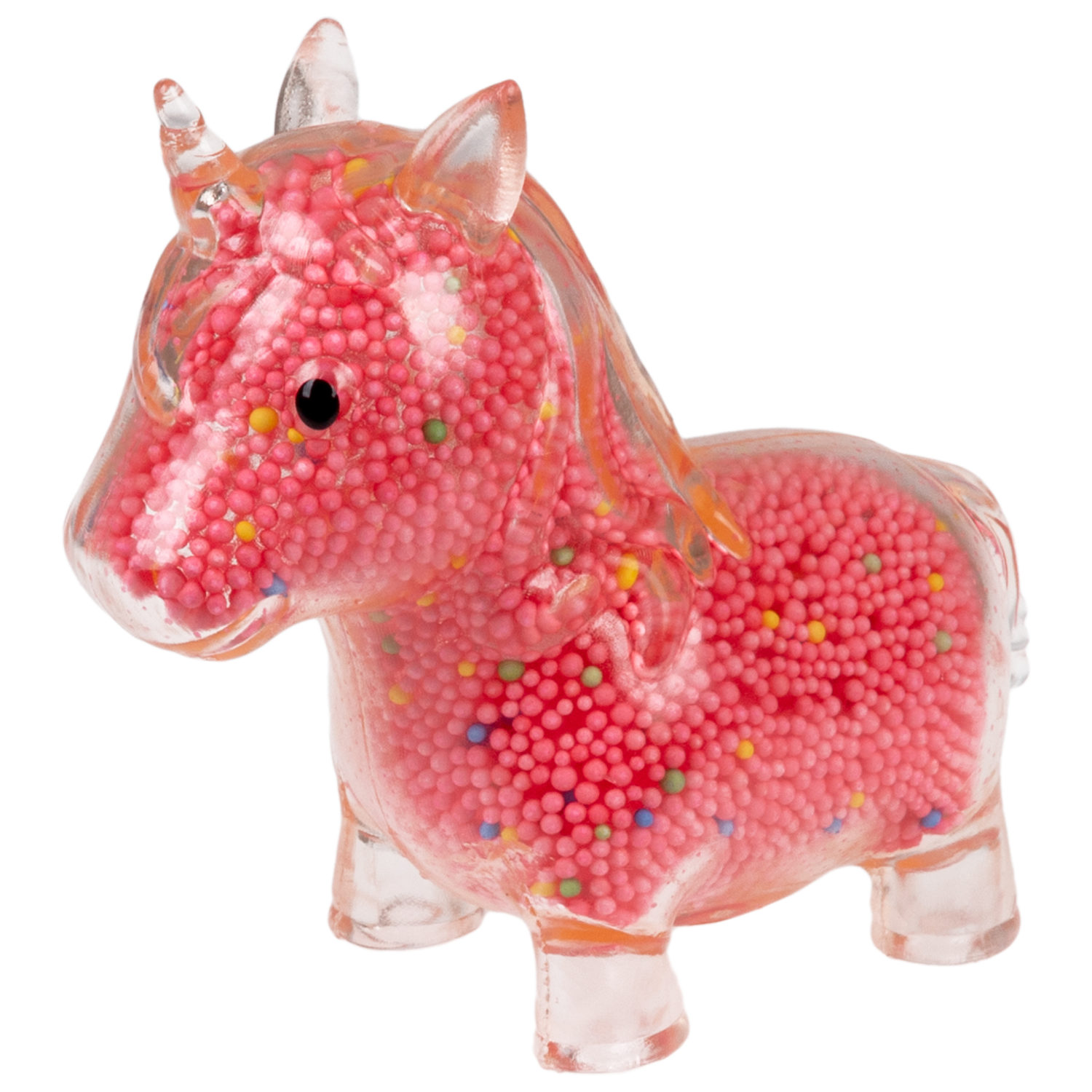 1toy Жмяка единорог с пенопластовыми шариками, 11х8 см, красный