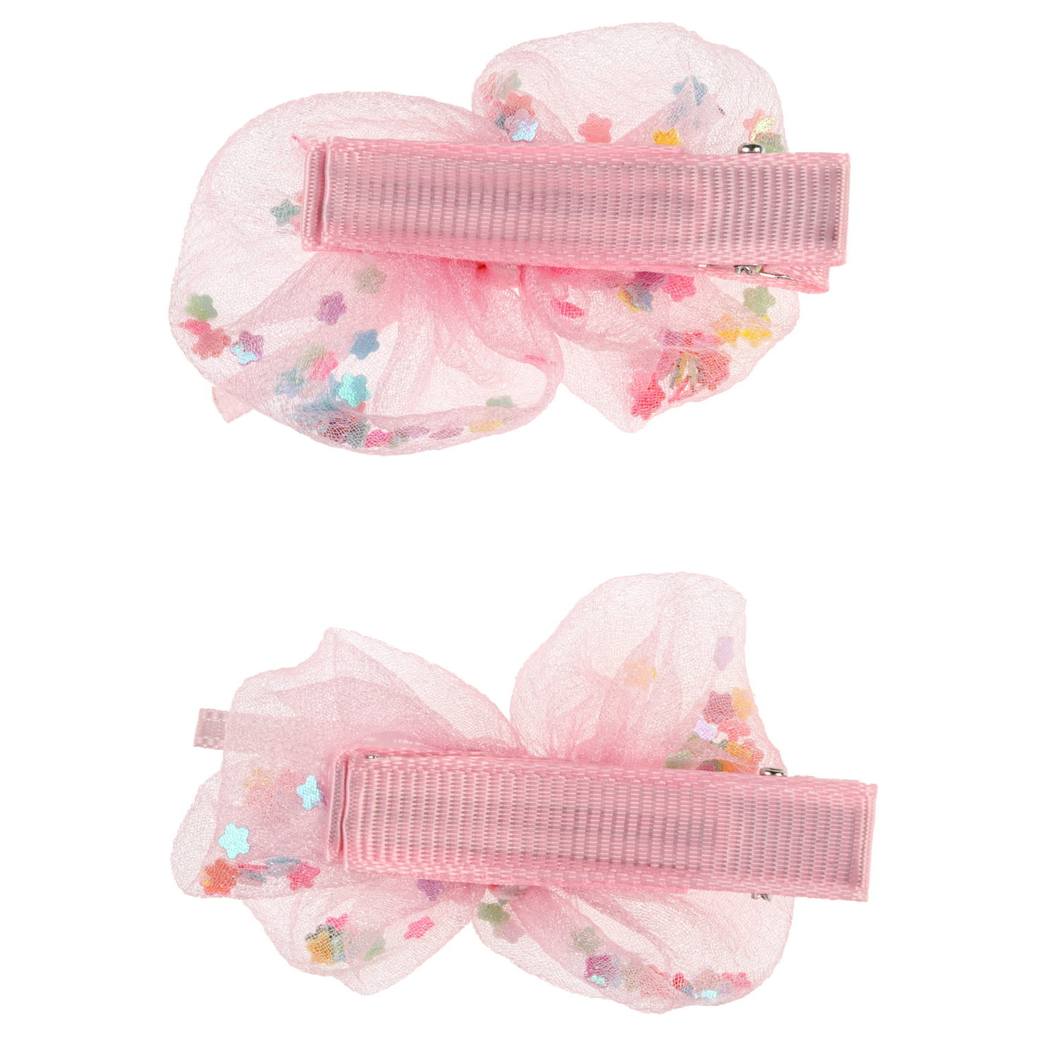 Заколки для волос Lukky Fashion Бантики с блестящей насыпкой, детские, для девочки, зажимы, 4 цвета в ассортименте, набор 2 шт.