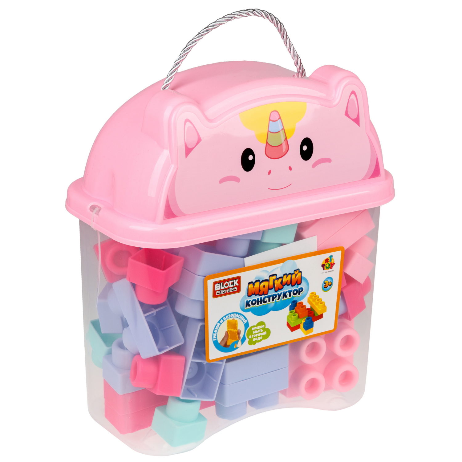 Мягкий конструктор для девочек 1TOY 40 деталей, в контейнере