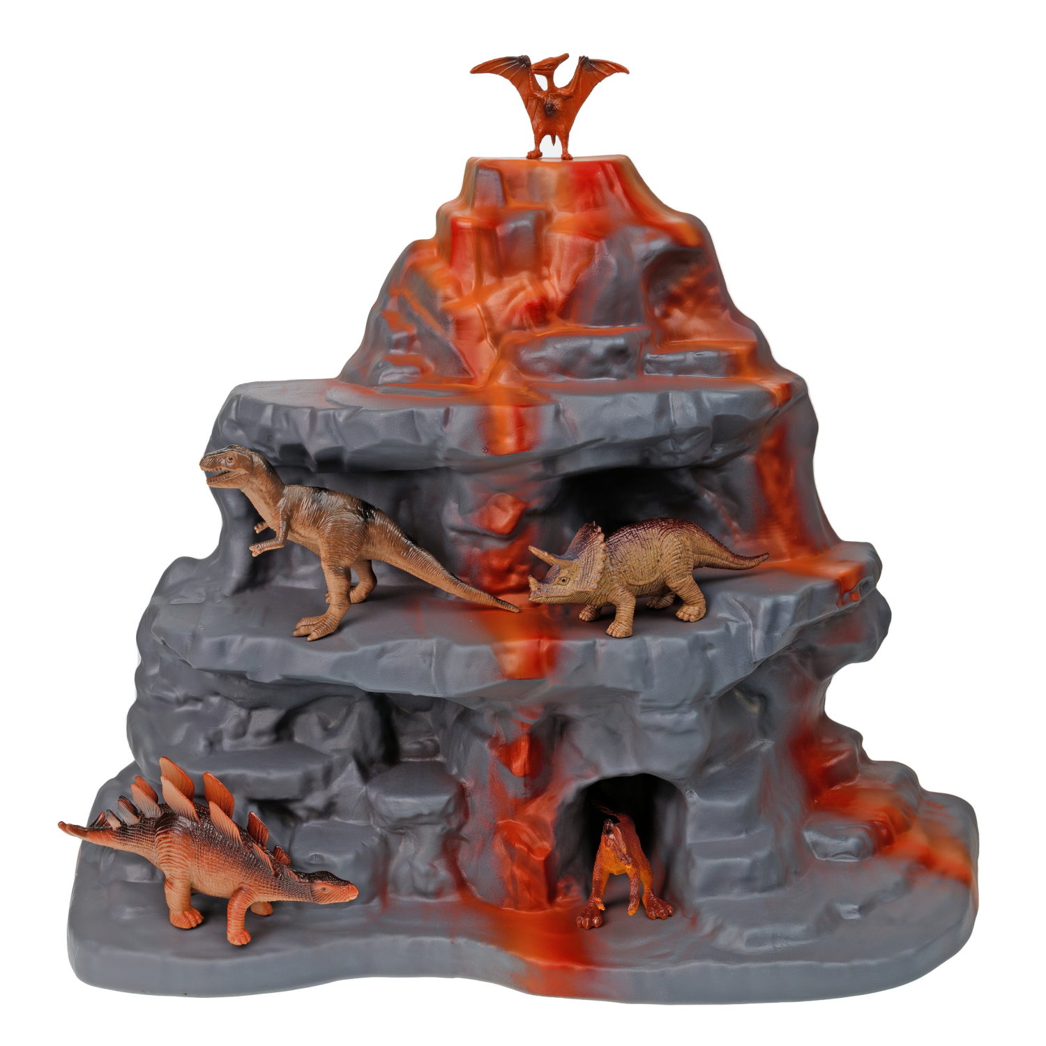 Игровой набор динозавров 1TOY "В мире животных", 40 шт., фигурки: стегозавр, птеранодон, гадрозавр, трицератопс, велоцираптор, тираннозавр рекс