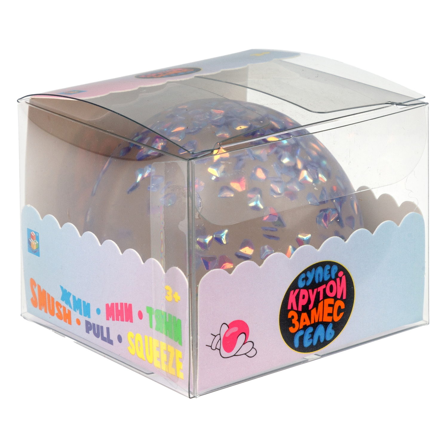 1toy Крутой замес Супергель шар бриллиант 6 цв.в асс.6см, в ПВХ кор., 12шт.в дб.