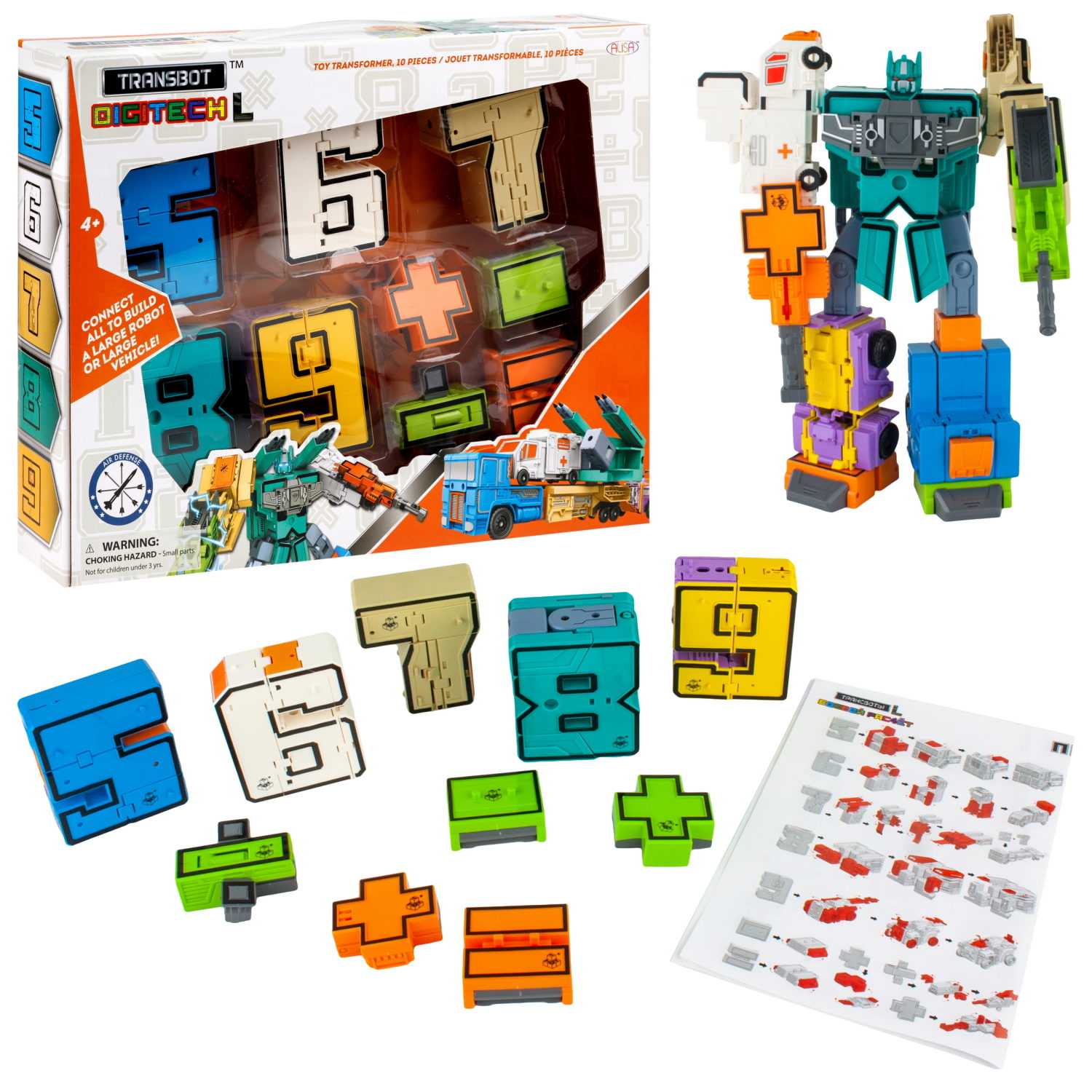 Трансботы L 1TOY ПВО: Передвижной ЗРК Панцер, цифры-трансформеры, набор, 5 цифр и 5 знаков