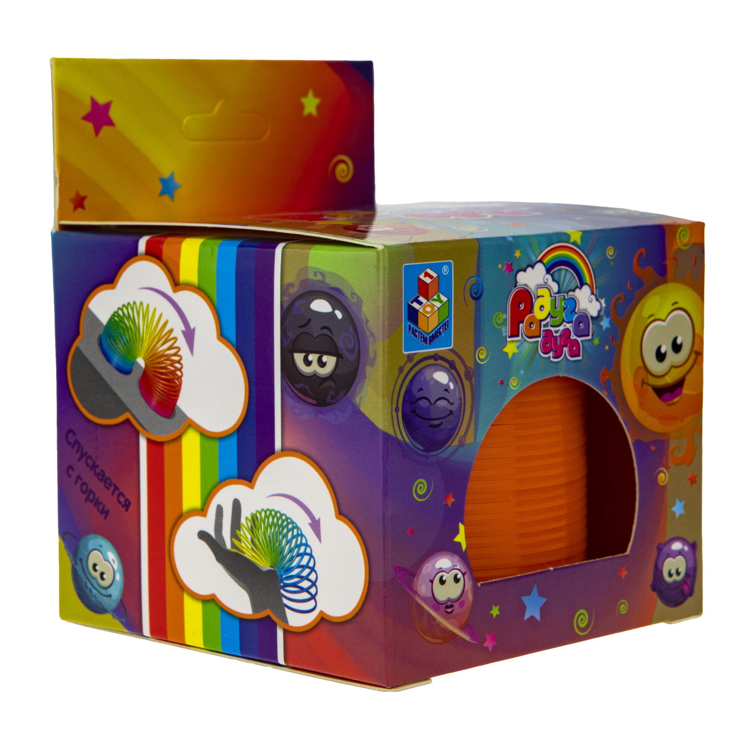 Пружинка радуга 1TOY «Радуга-дуга» Эмоции, 7,5*7,5 см, 6 видов в ассортименте